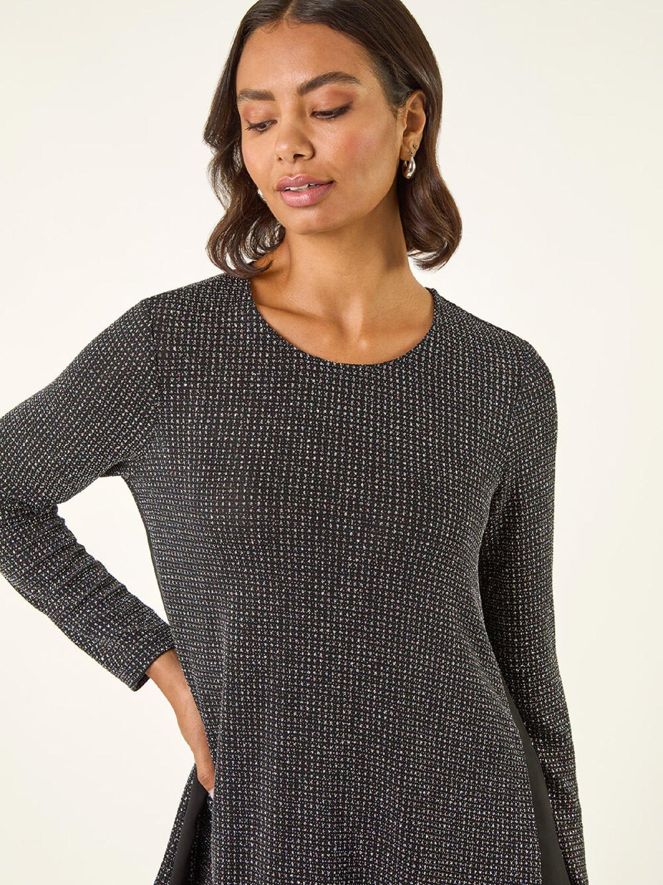 Image 4 of 5 of Roman Shimmer Chiffon Hem Stretch Top