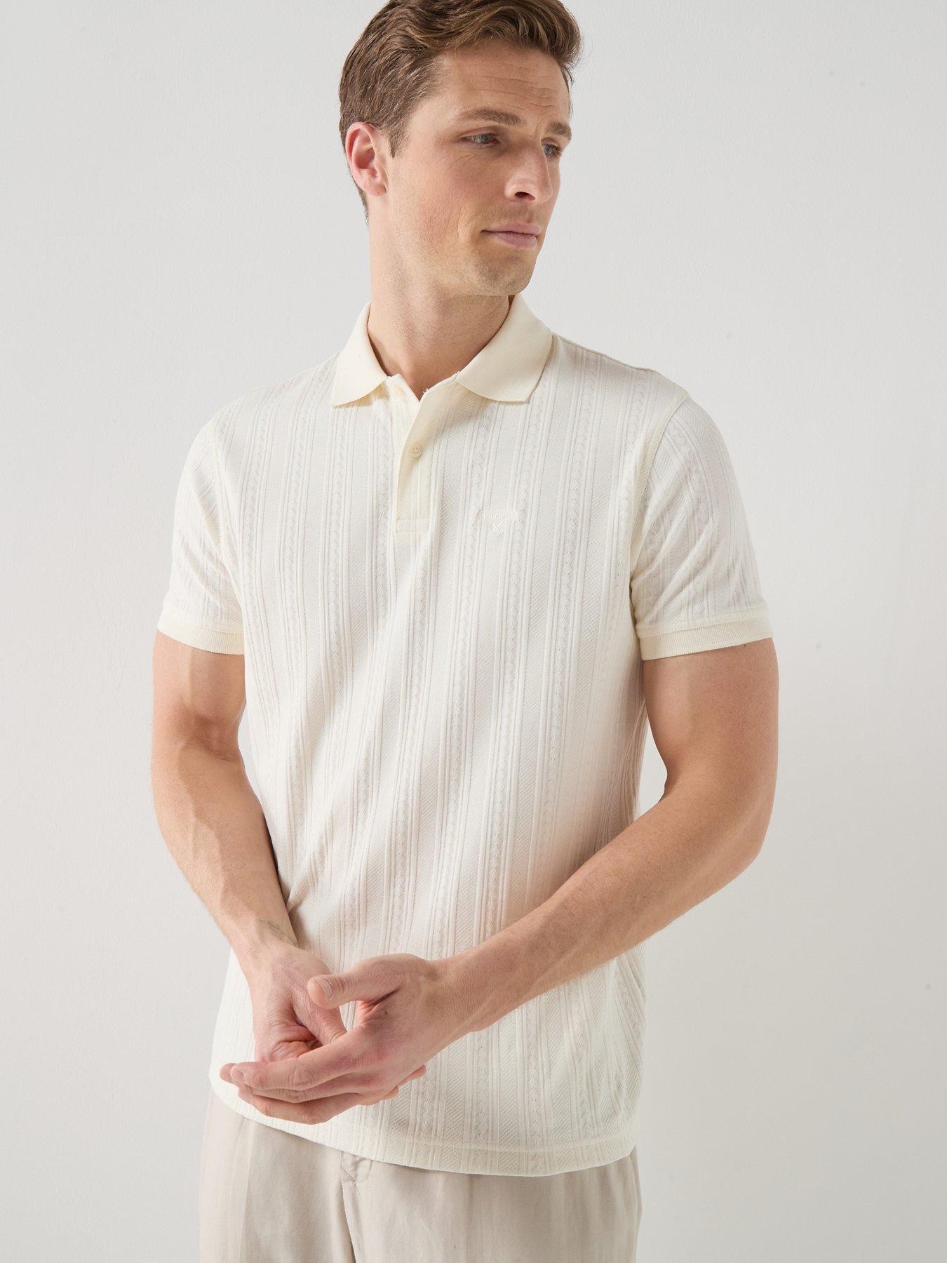 Barbour Barbour Harwell Tailored Fit Textured Polo Shirt - White