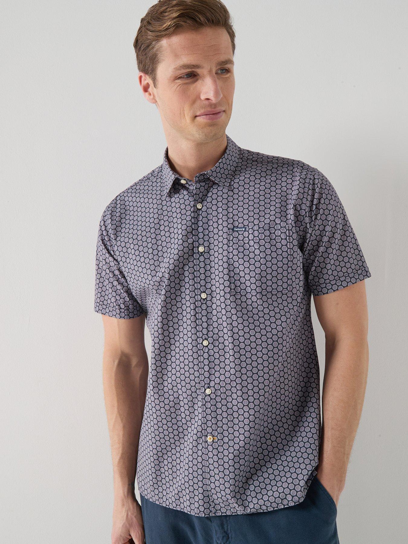 Barbour Appledore Geo Printed Regular Fit Short Sleeve Shirt - Navy