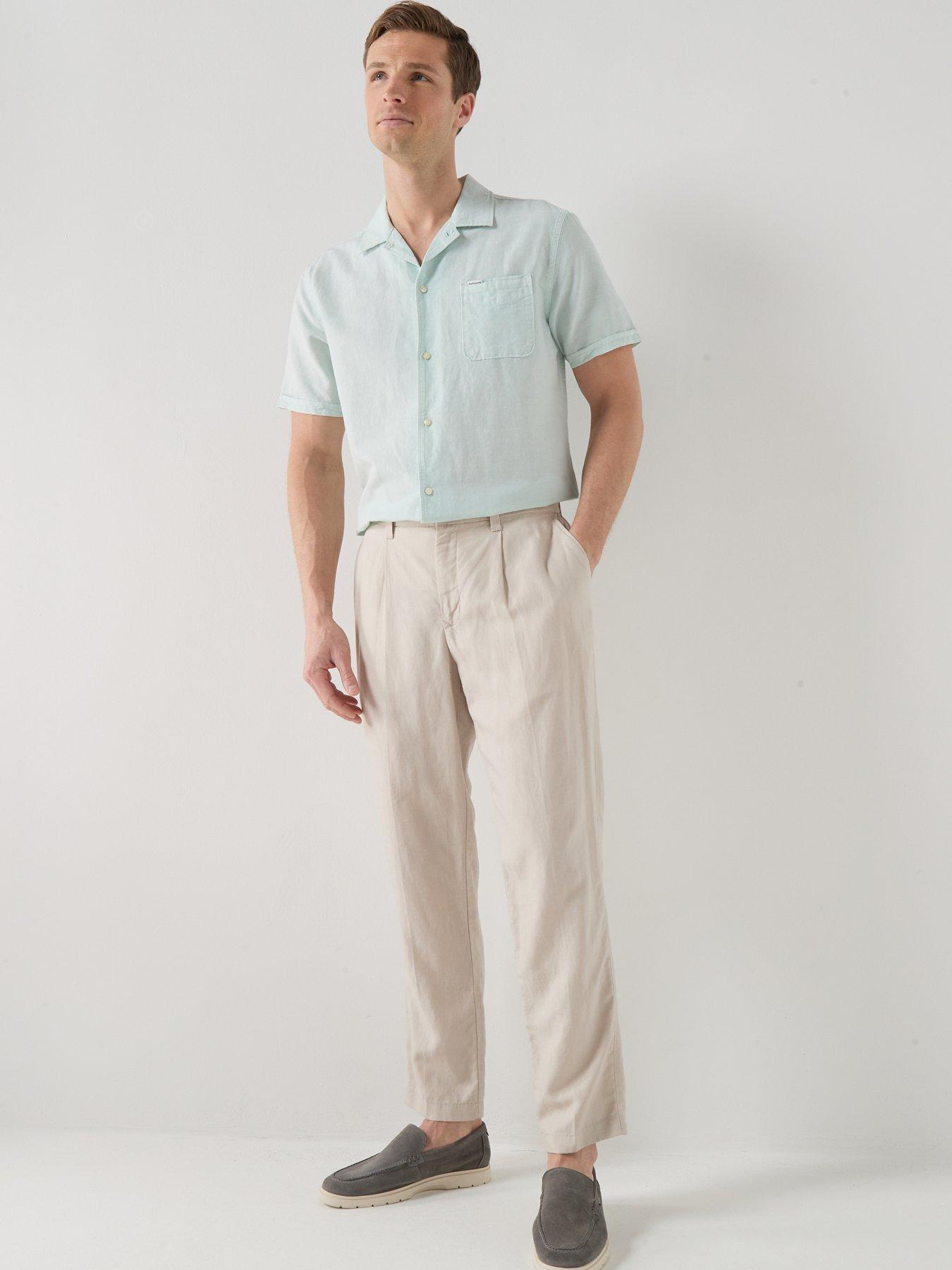 Image 3 of 4 of Barbour Landkey Overdyed Open Collar Fit Short Sleeve Shirt - Light Blue