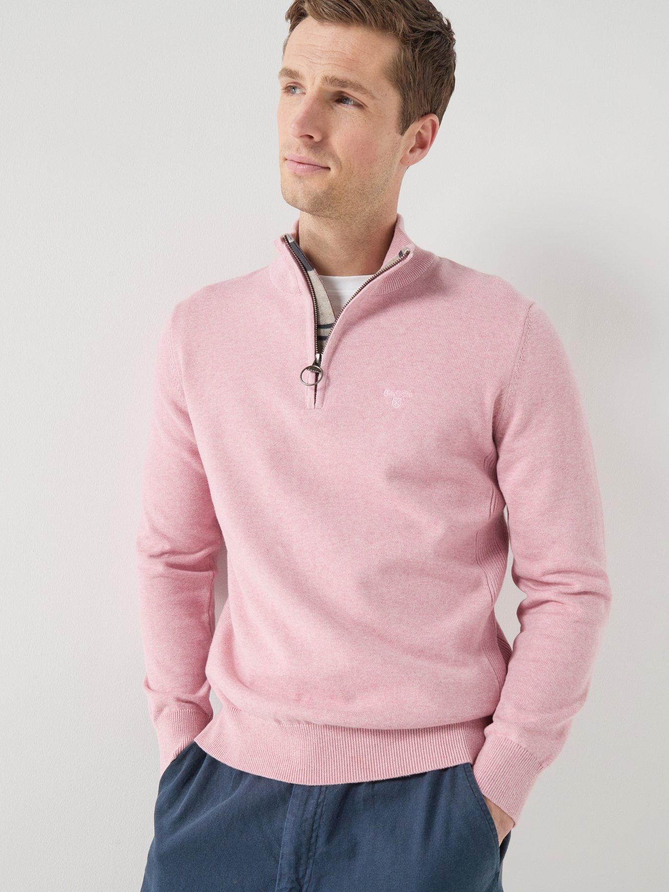 Image 1 of 6 of Barbour Cotton Half Zip Knitted Jumper - Pink