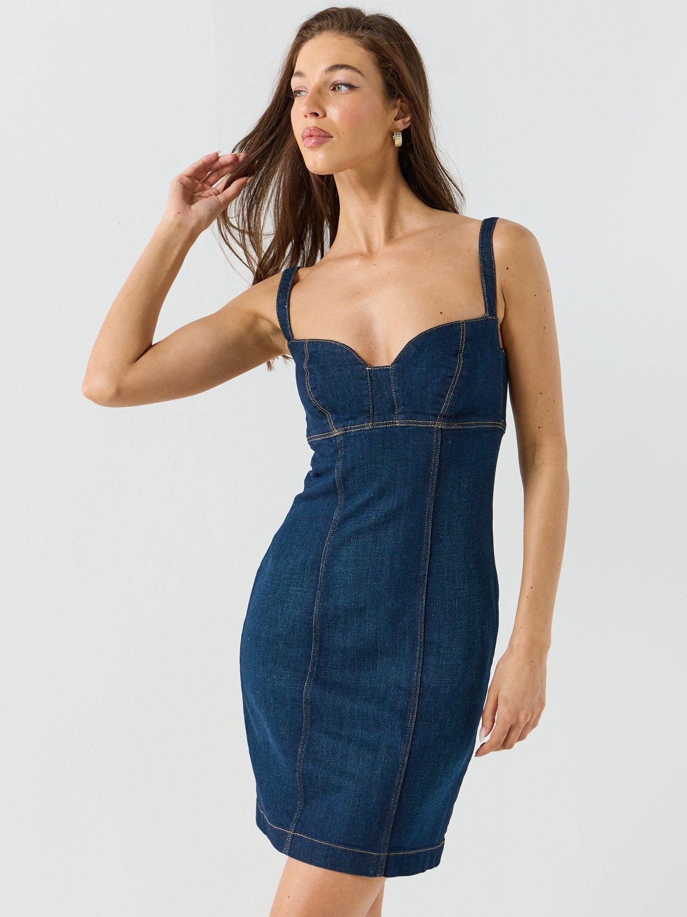 Image 1 of 5 of Guess Jeans Adelaida Dress - Navy