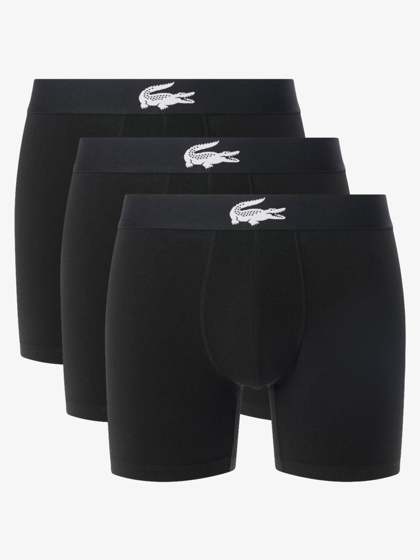 Image 1 of 4 of Lacoste 3 Pack Cotton Stretch Boxer Briefs - Black