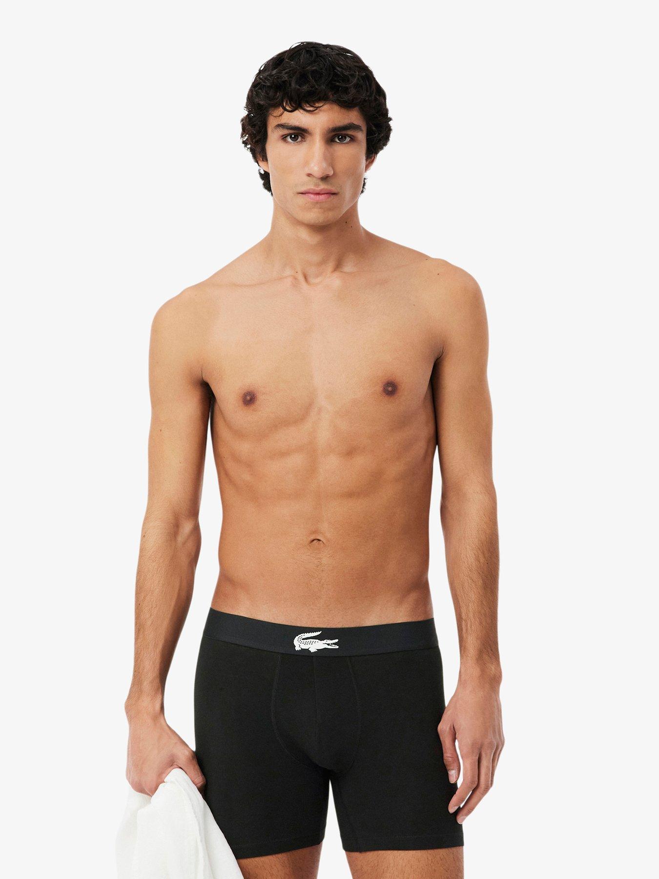 Image 2 of 4 of Lacoste 3 Pack Cotton Stretch Boxer Briefs - Black