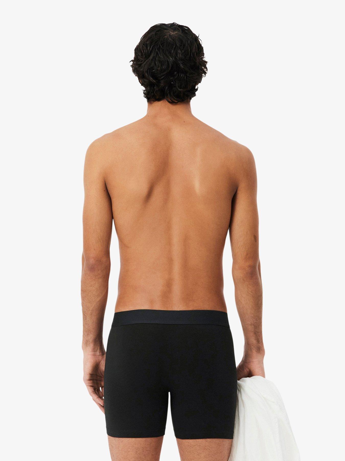 Image 3 of 4 of Lacoste 3 Pack Cotton Stretch Boxer Briefs - Black