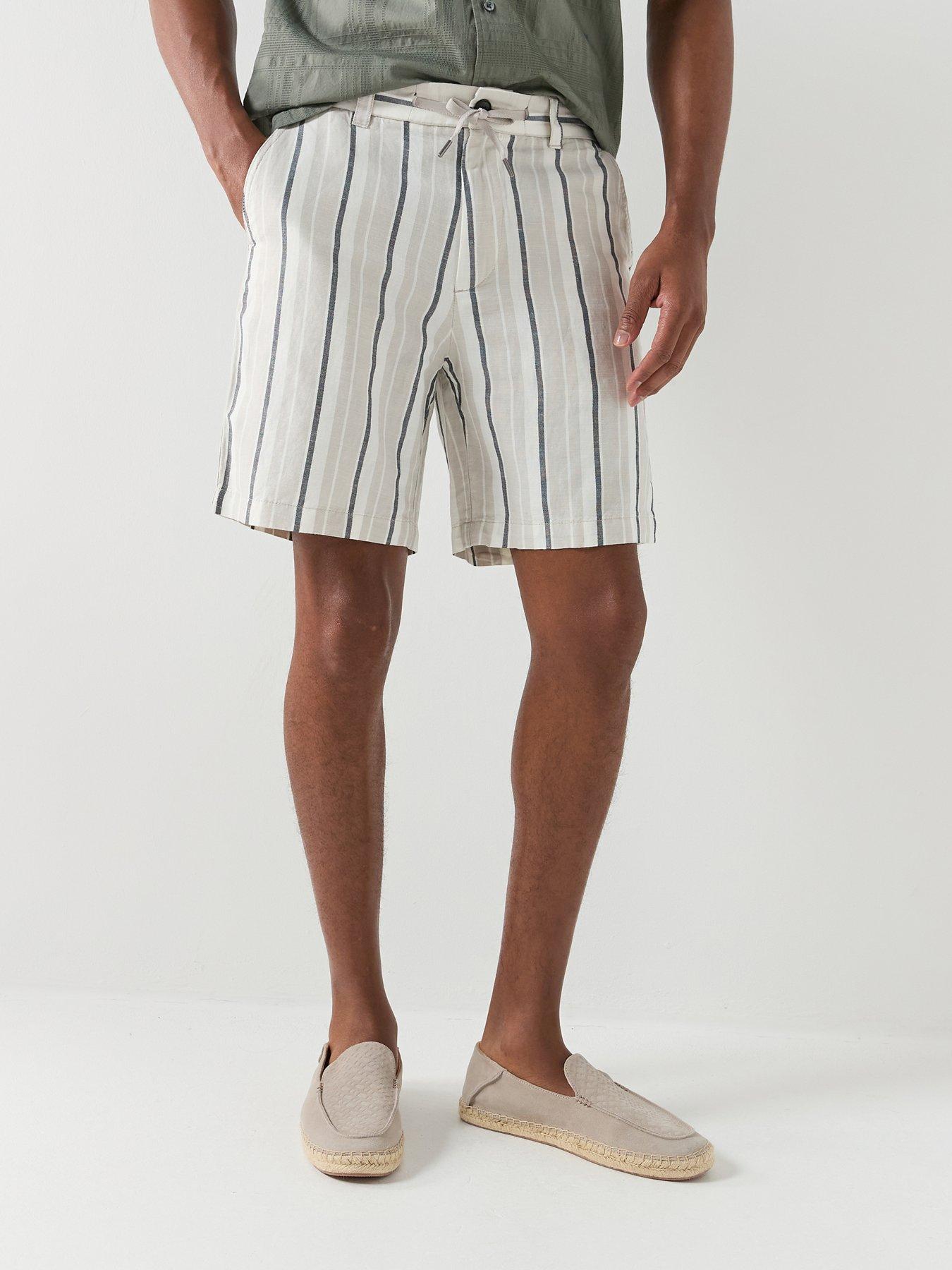 BOSS Chino Pastel Stripe Shorts - Light Grey