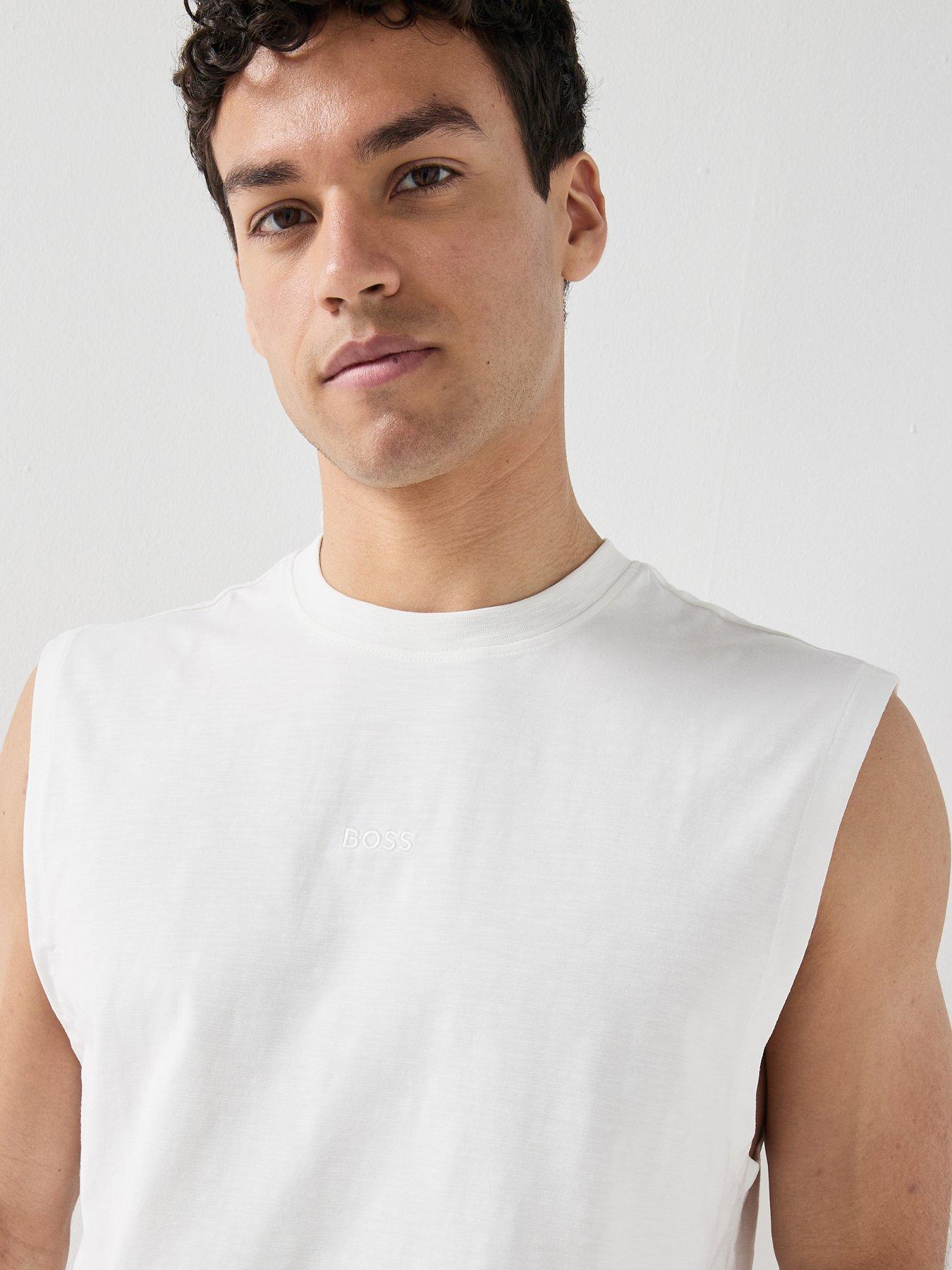 Image 4 of 4 of BOSS Relaxed Fit Logo Vest - Off White