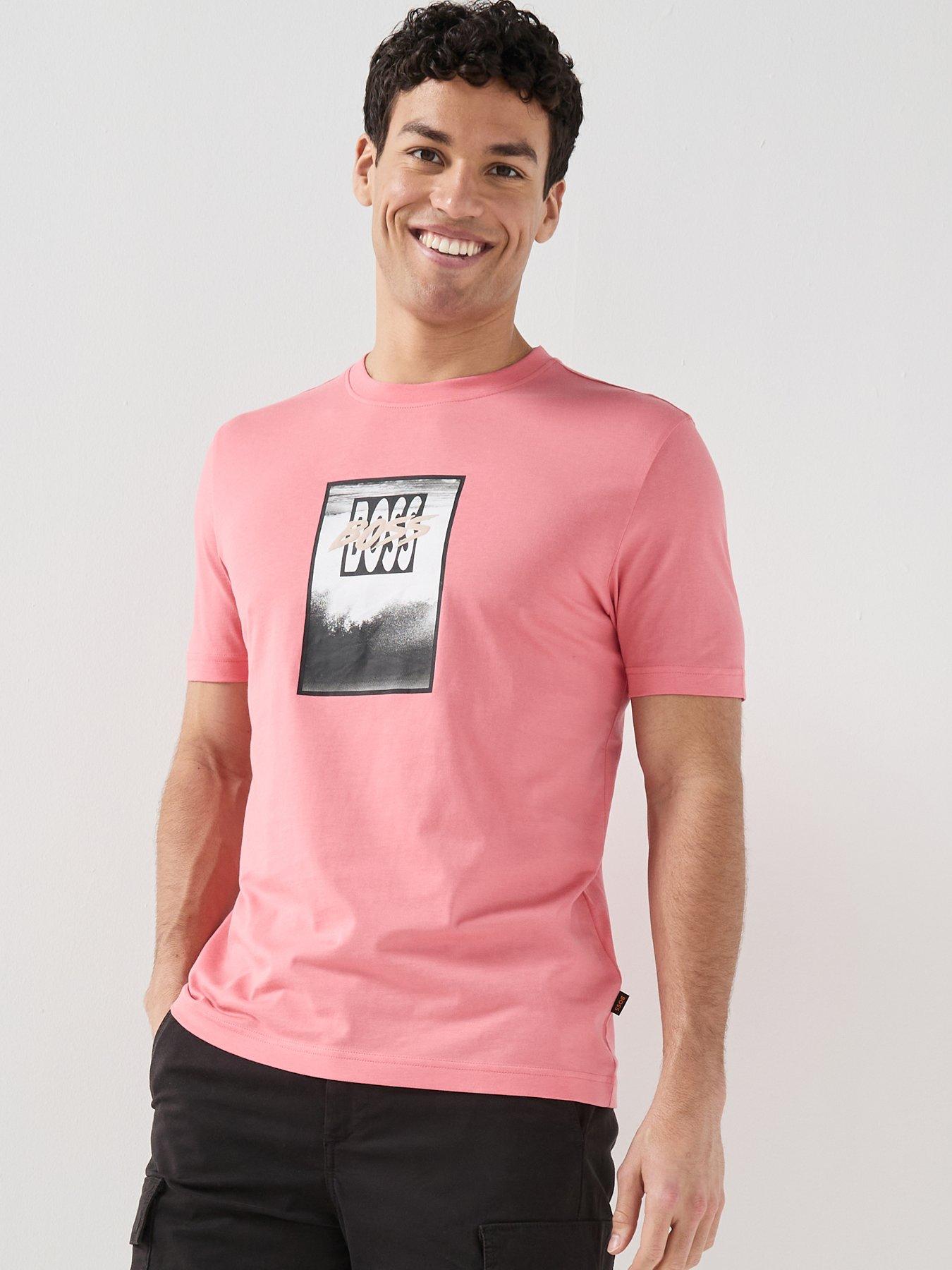 BOSS Te_Dj Wave Graphic Relaxed Fit T-Shirt - Pink