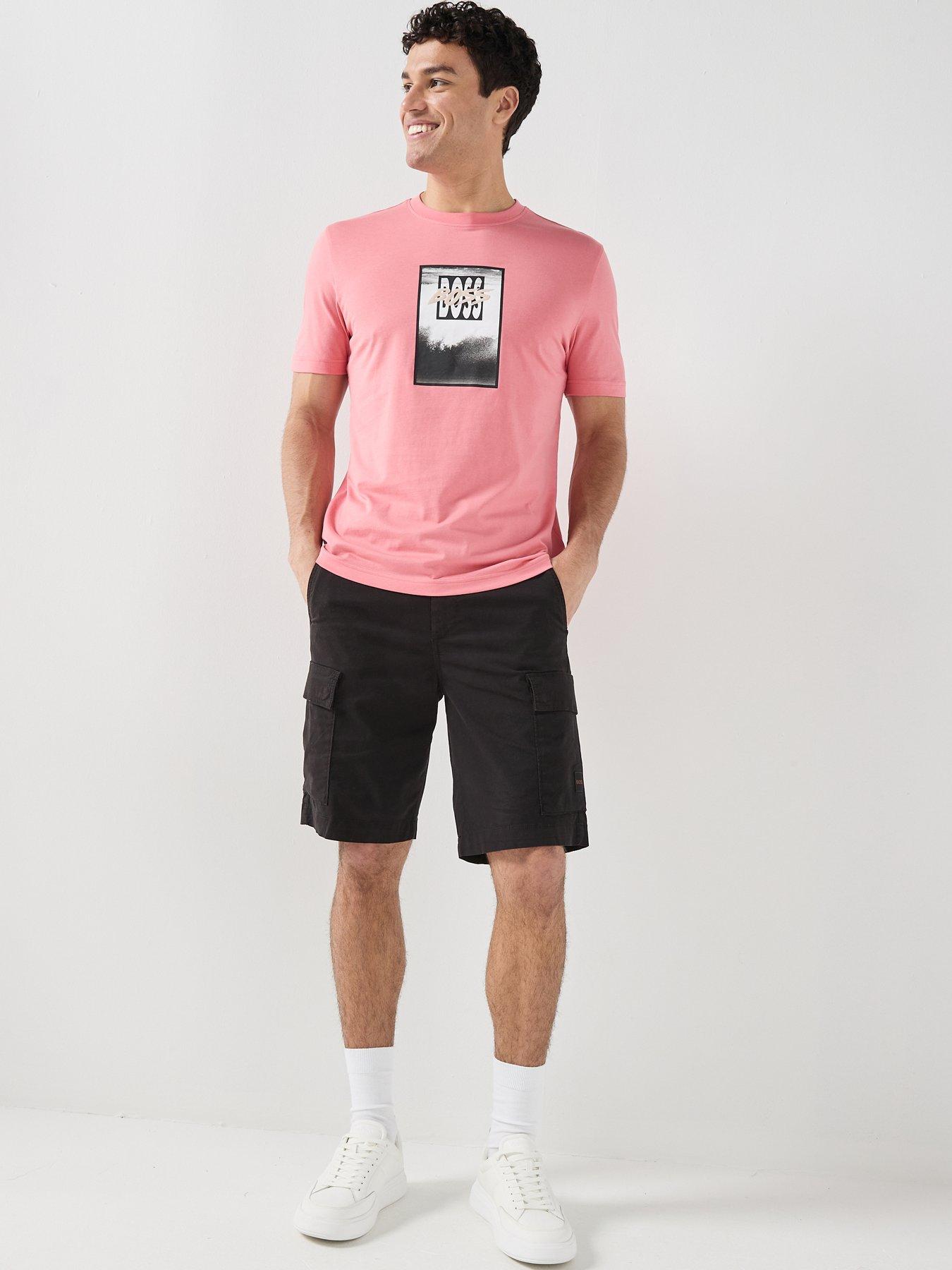 Image 3 of 4 of BOSS Te_Dj Wave Graphic Relaxed Fit T-Shirt - Pink