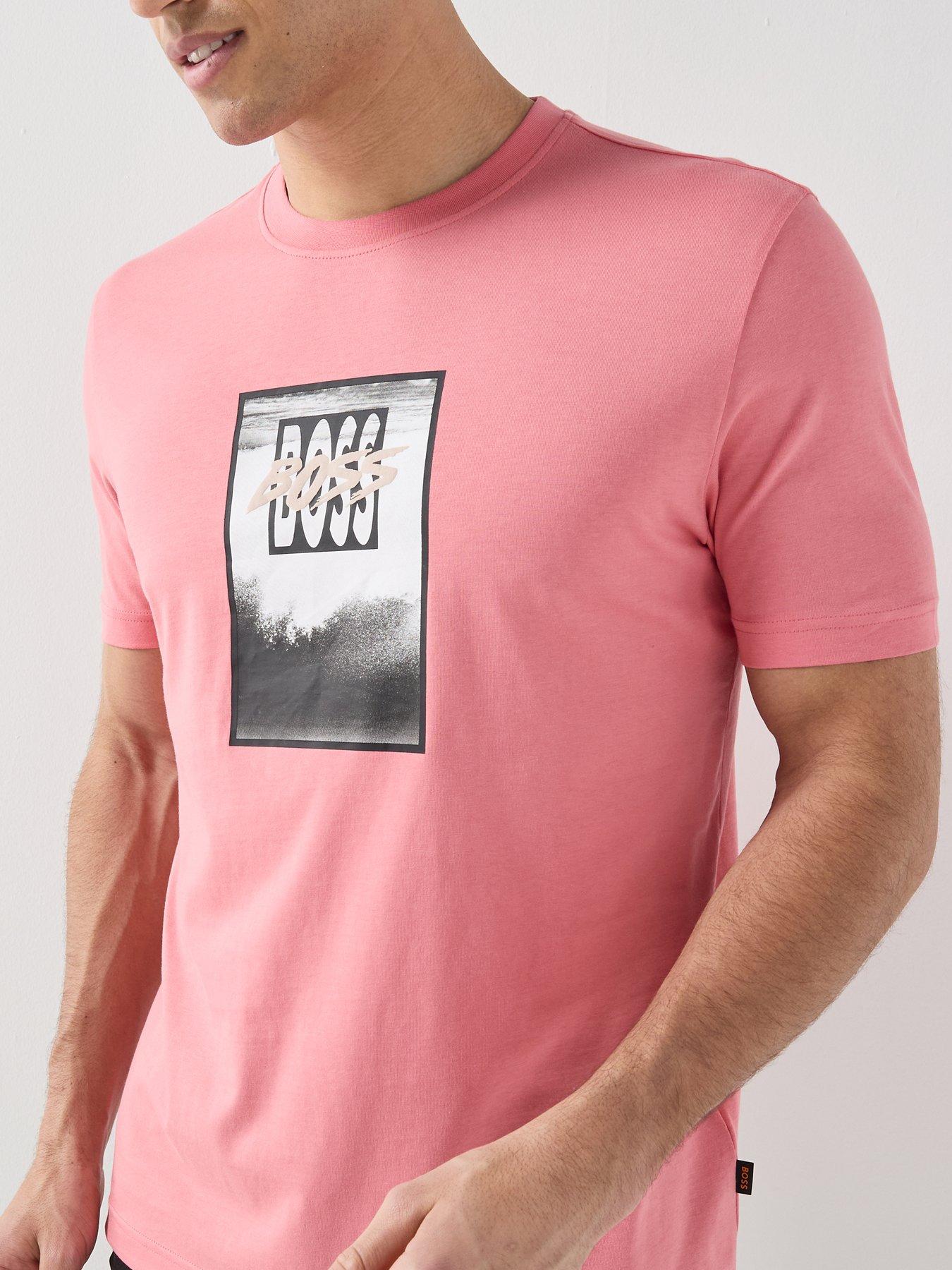 Image 4 of 4 of BOSS Te_Dj Wave Graphic Relaxed Fit T-Shirt - Pink