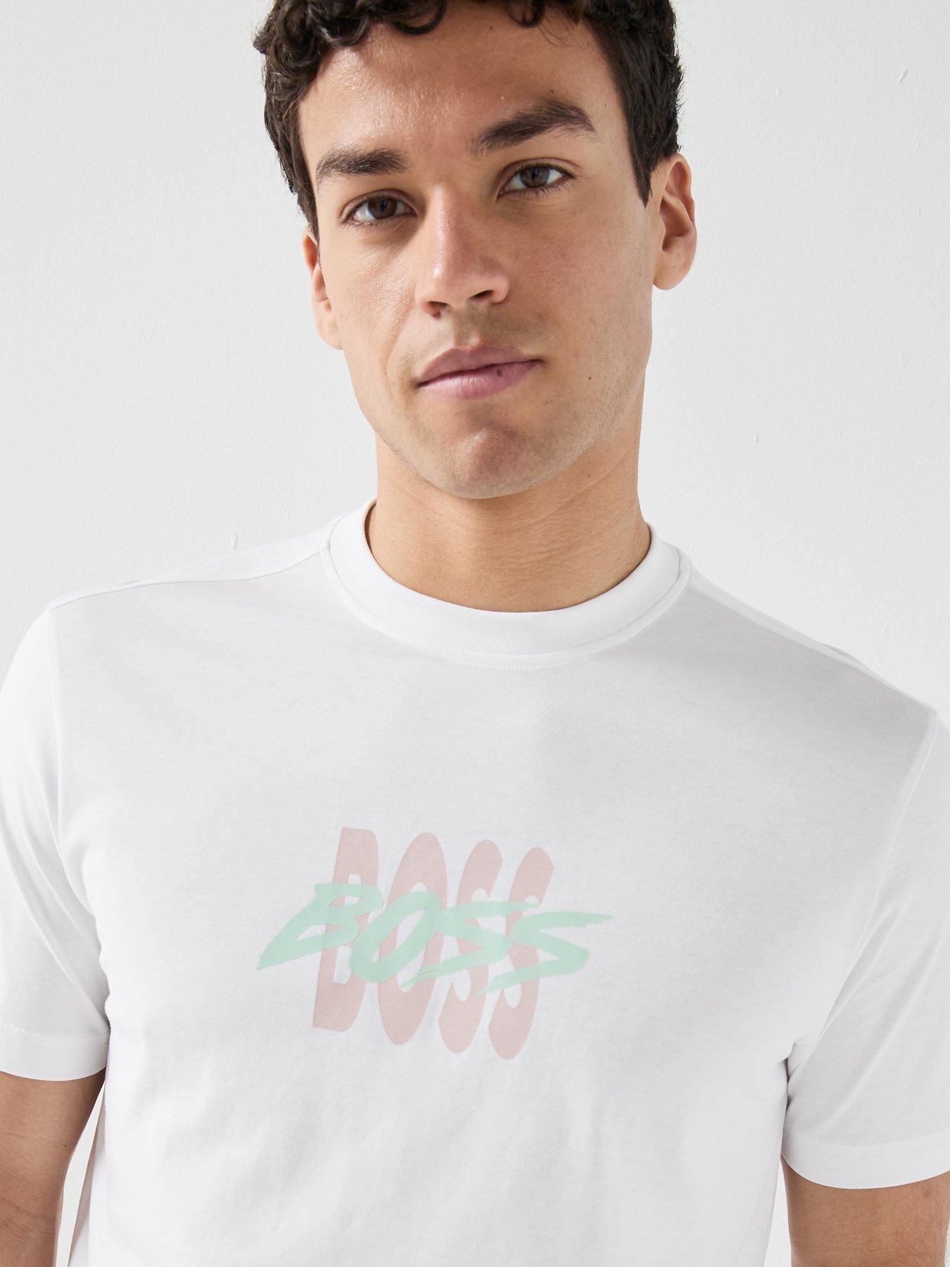 Image 4 of 4 of BOSS Logo Relaxed Fit T-Shirt - White