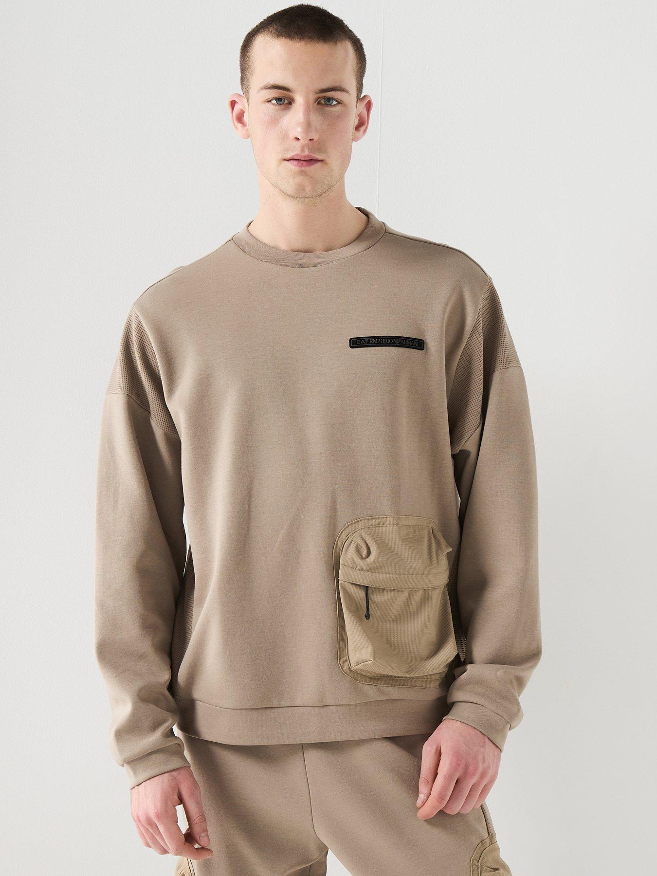 EA7 Emporio Armani Train Athletic Mix Crew Sweat - Light Brown