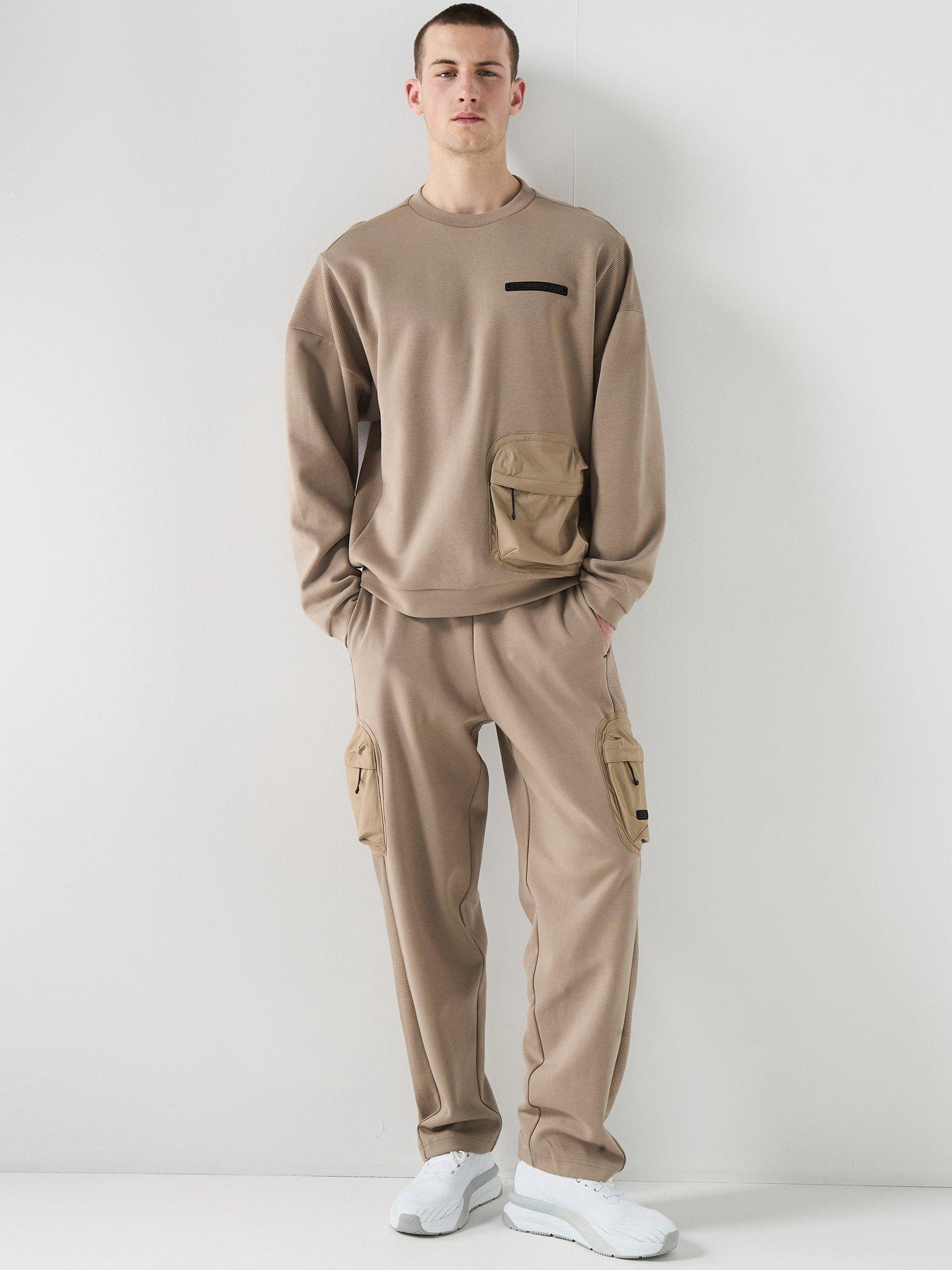 Image 3 of 6 of EA7 Emporio Armani Train Athletic Mix Crew Sweat - Light Brown