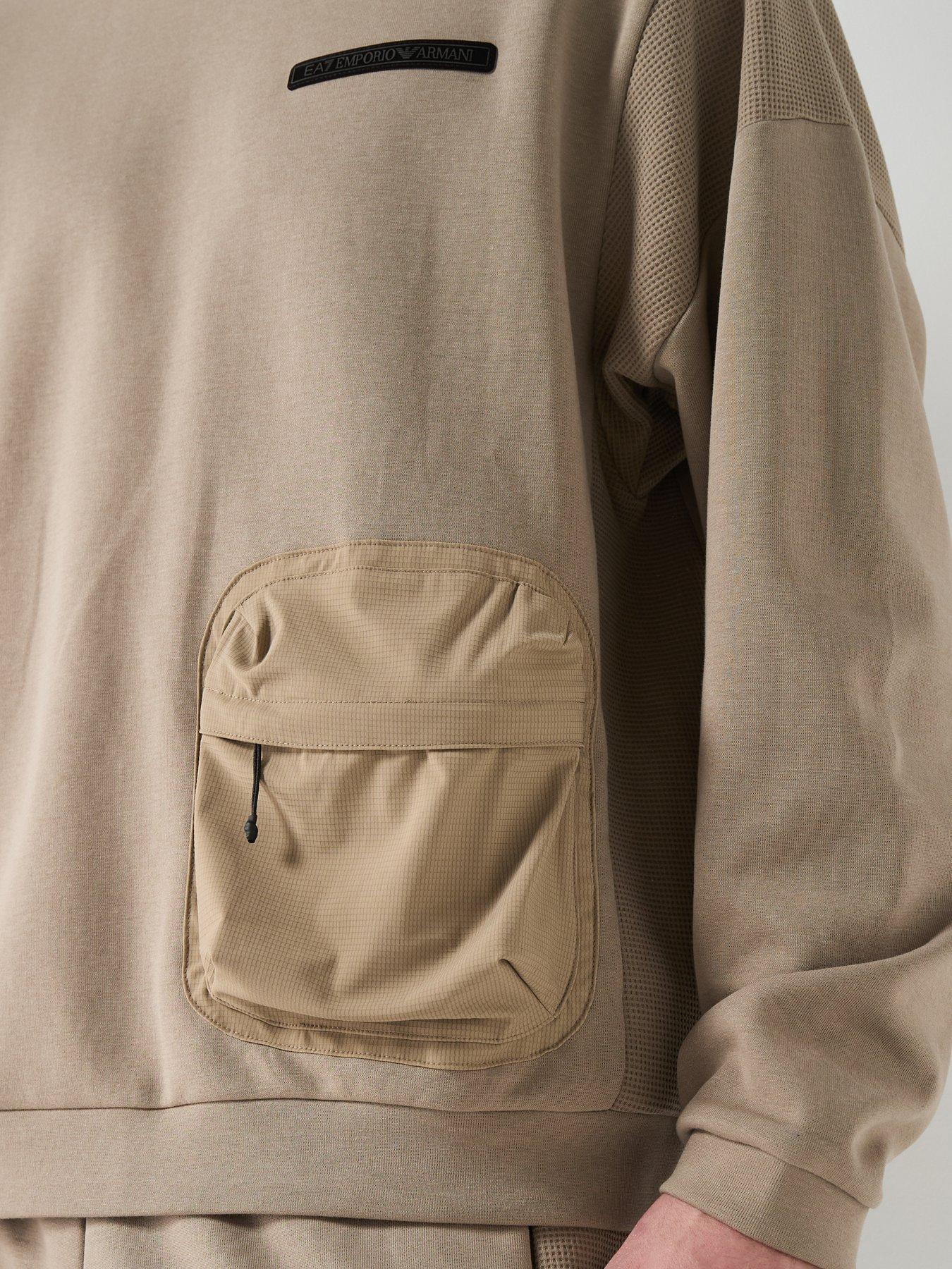 Image 4 of 6 of EA7 Emporio Armani Train Athletic Mix Crew Sweat - Light Brown