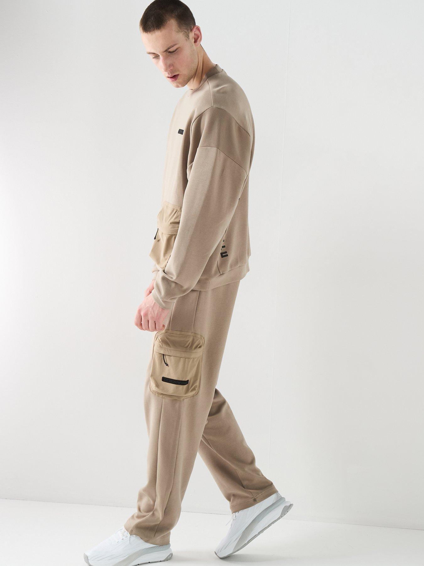 Image 5 of 6 of EA7 Emporio Armani Train Athletic Mix Crew Sweat - Light Brown
