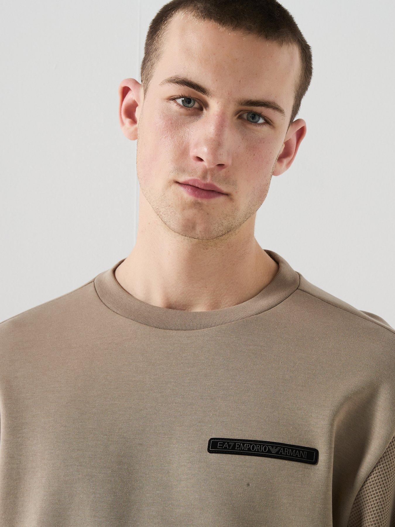 Image 6 of 6 of EA7 Emporio Armani Train Athletic Mix Crew Sweat - Light Brown