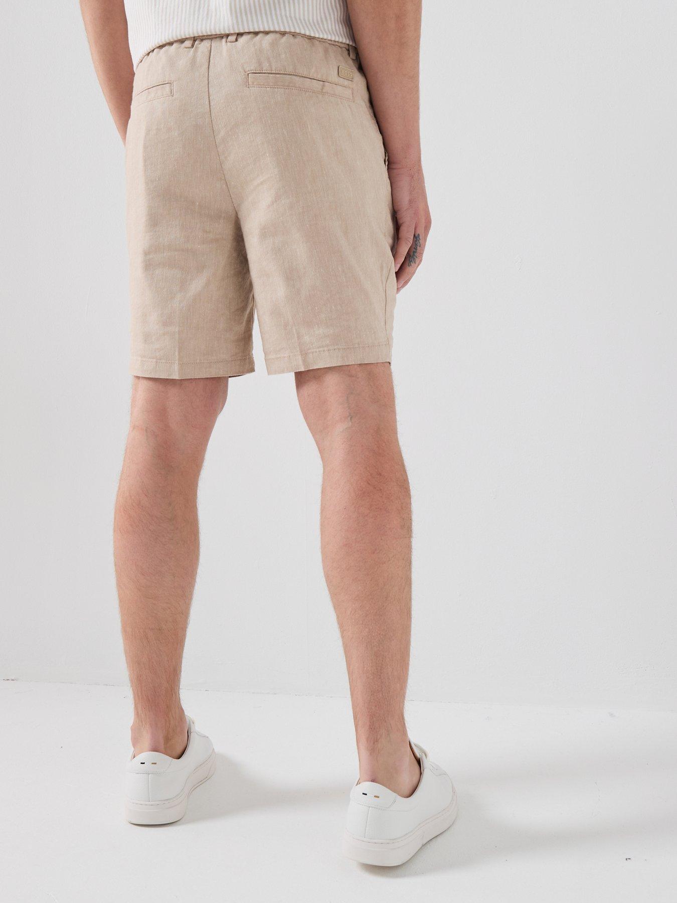 Image 2 of 5 of BOSS H-Kane1 Modern Fit Linen Drawstring Shorts - Beige