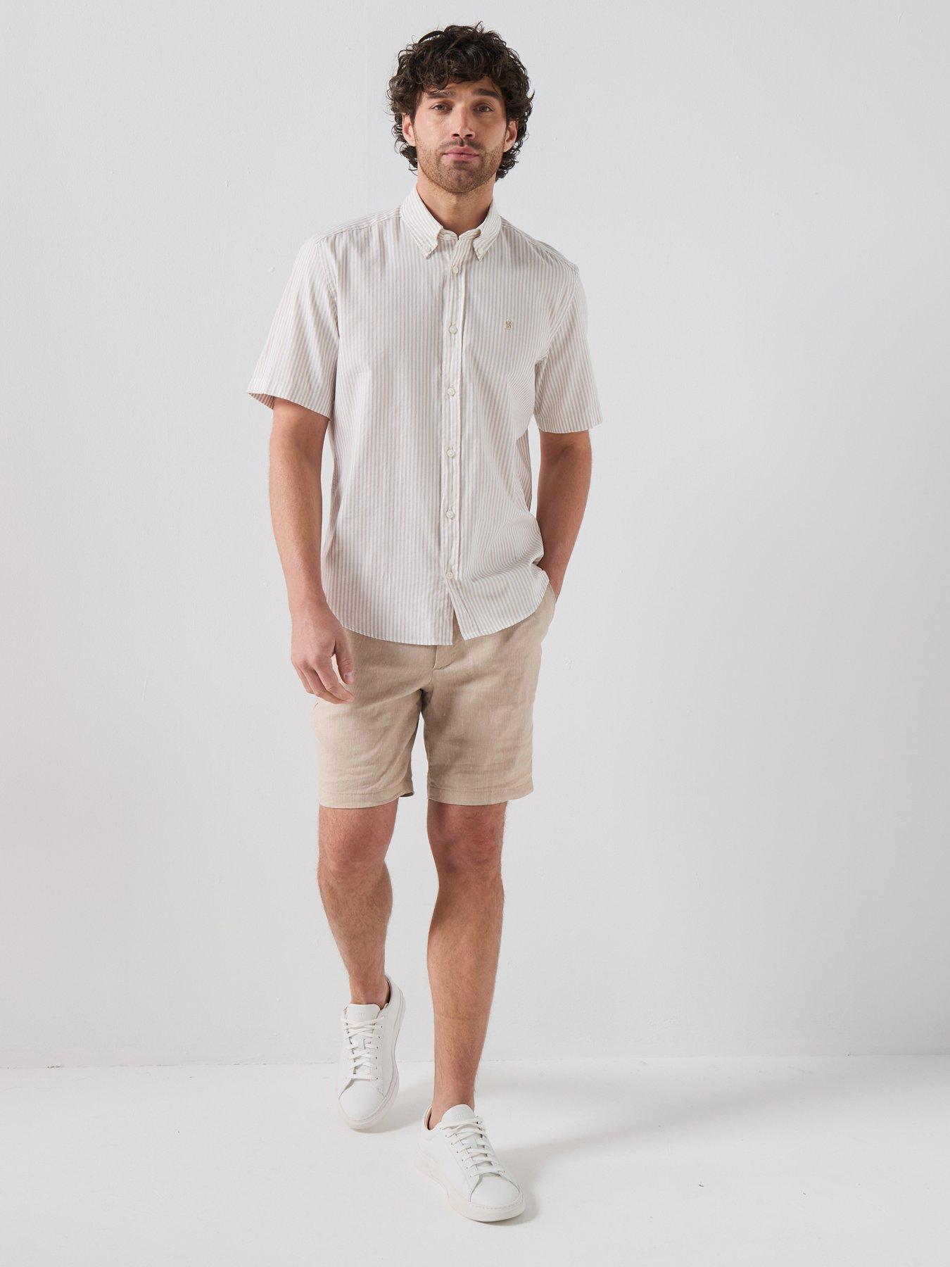 Image 3 of 5 of BOSS H-Kane1 Modern Fit Linen Drawstring Shorts - Beige