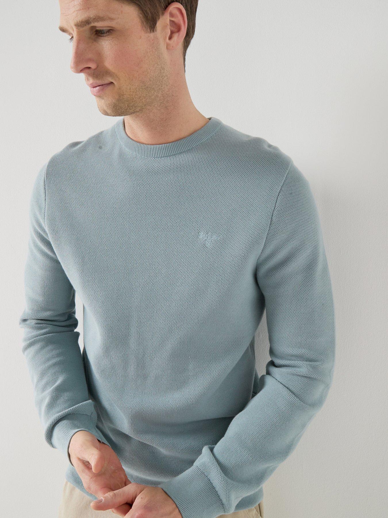 barbour-essential-honeycomb-crew-neck-knitted-jumper-light-blueoutfit