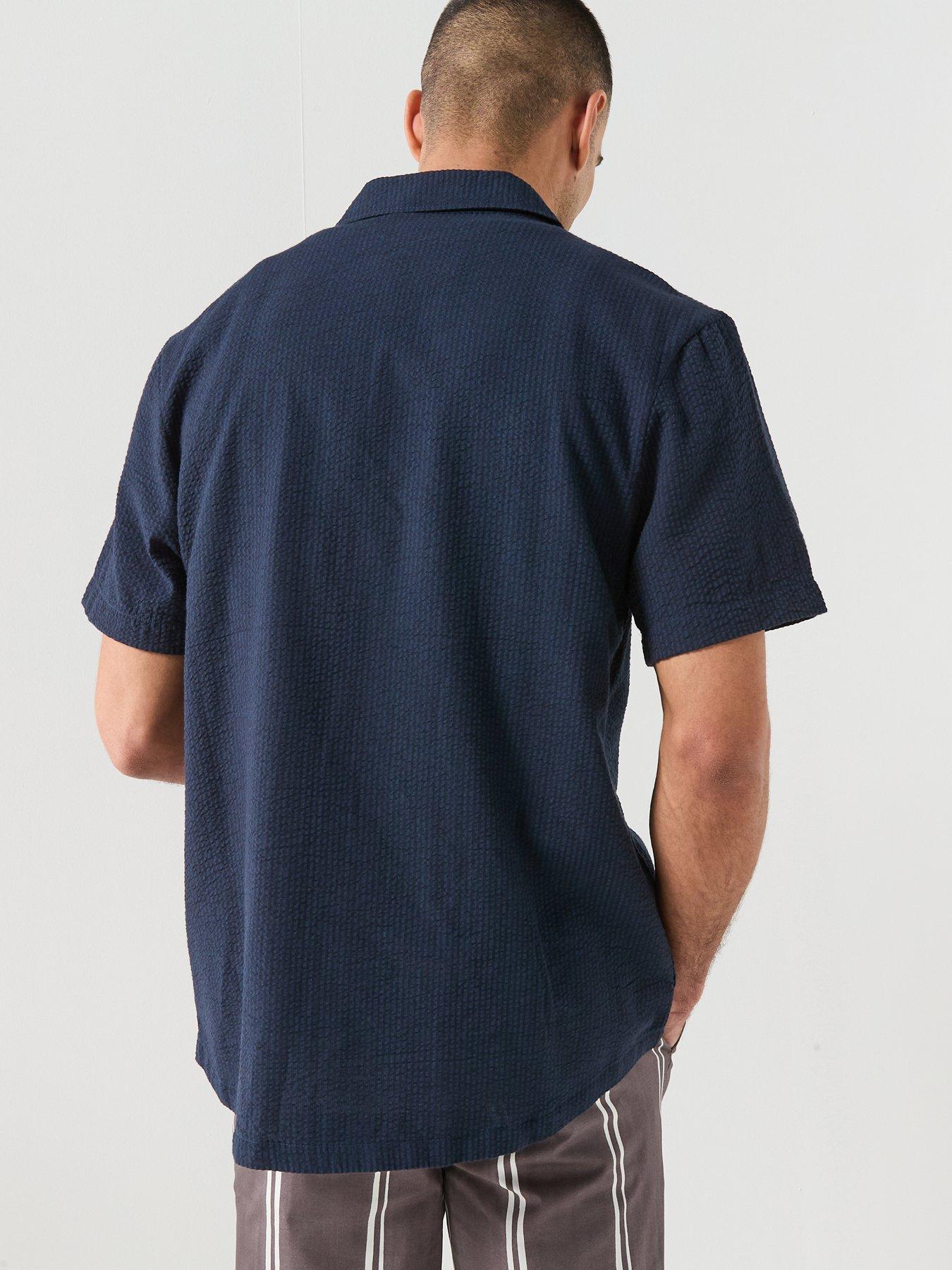 boss-relax-seersucker-short-sleeve-shirt-navystillFront