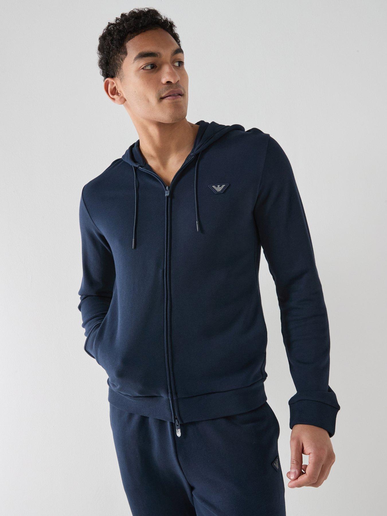 Emporio Armani Bodywear Terry Modal Zip Through Loungewear Hoodie - Dark Blue