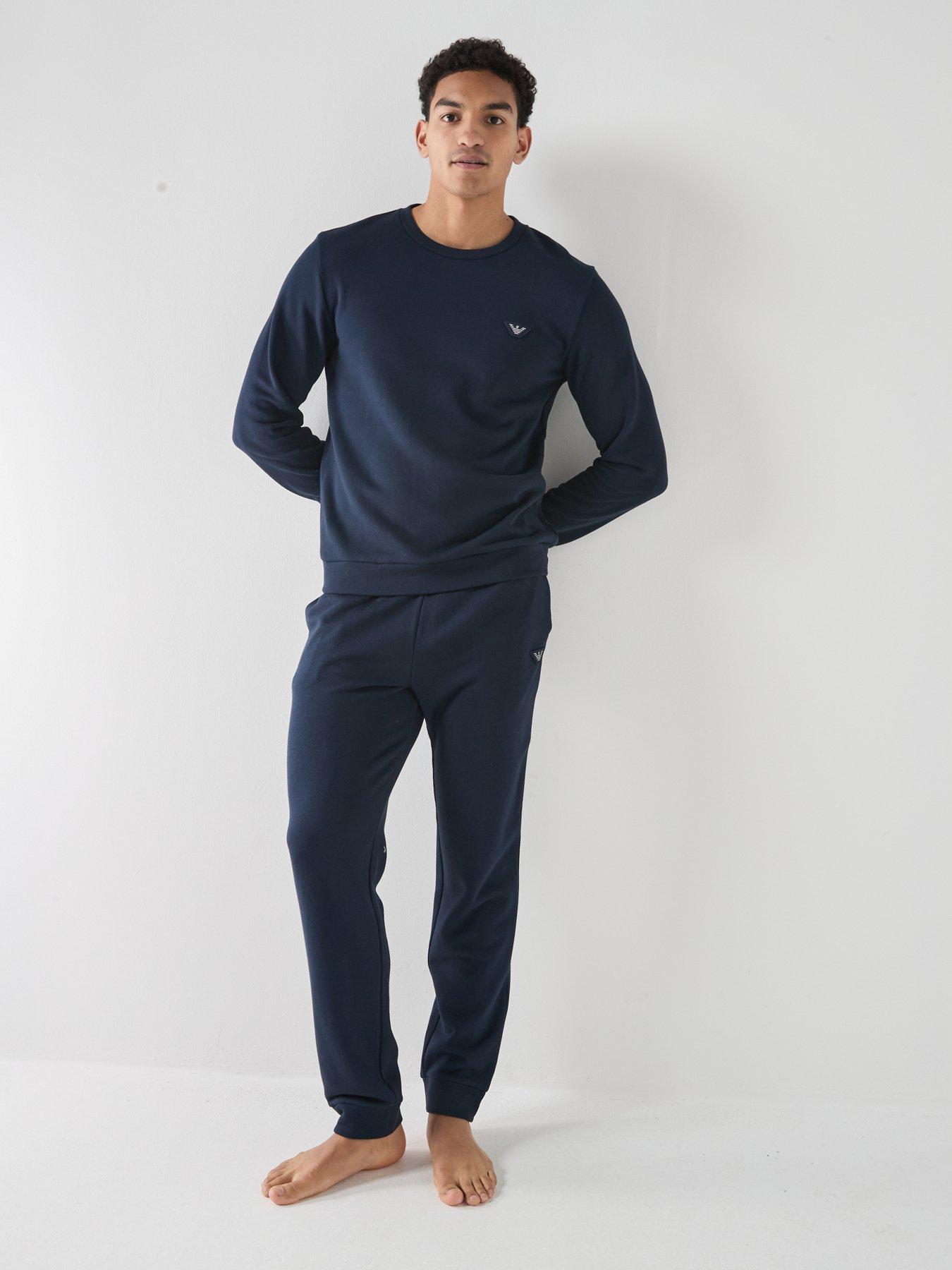 Image 1 of 6 of Emporio Armani Bodywear Terry Modal Loungewear Tracksuit - Dark Blue