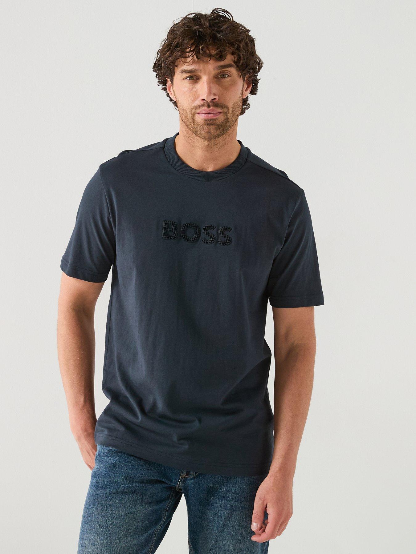 BOSS Terrace Logo Relaxed Fit Rubber Logo T-shirt - Navy
