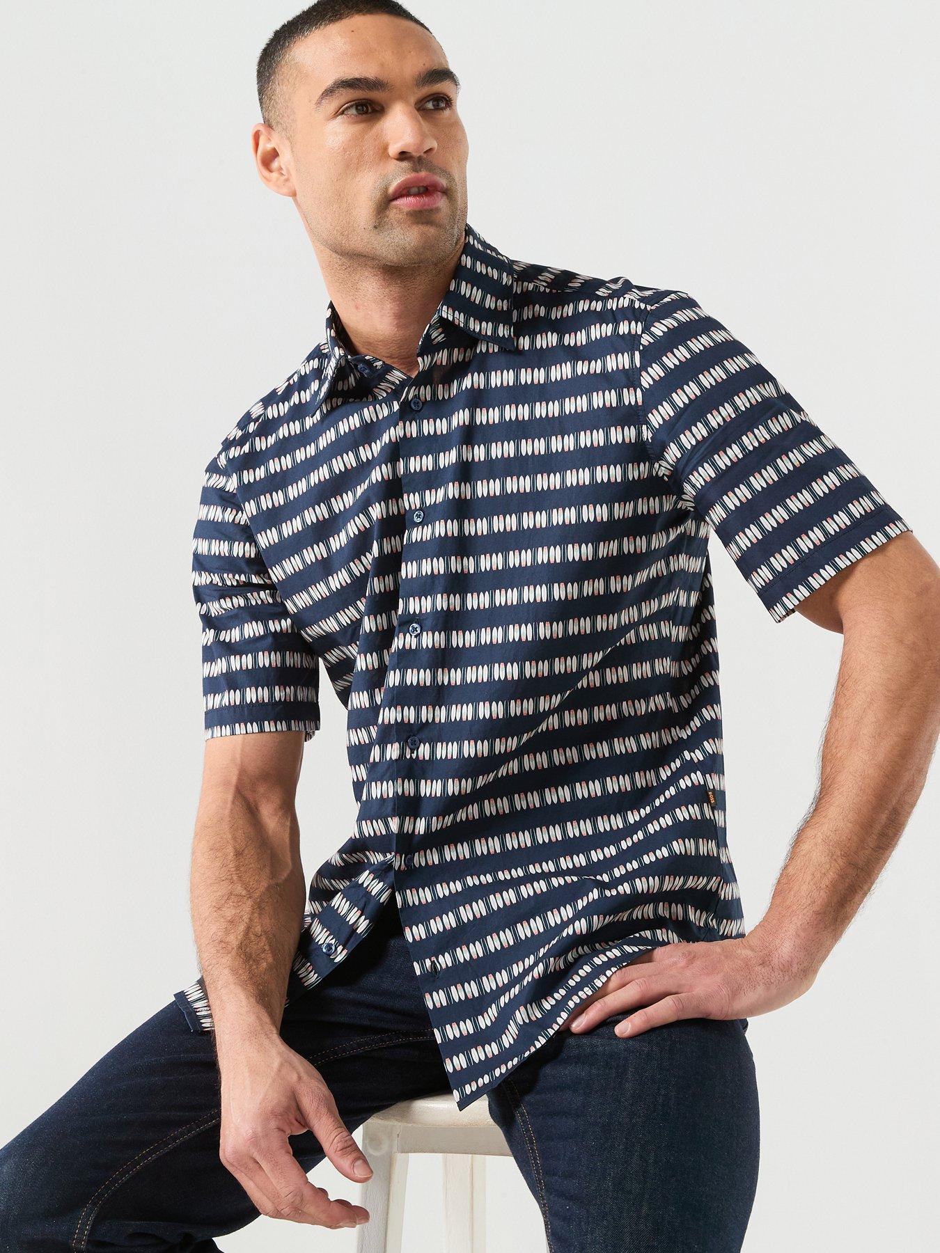 boss-short-sleeve-pattern-shirt-navy