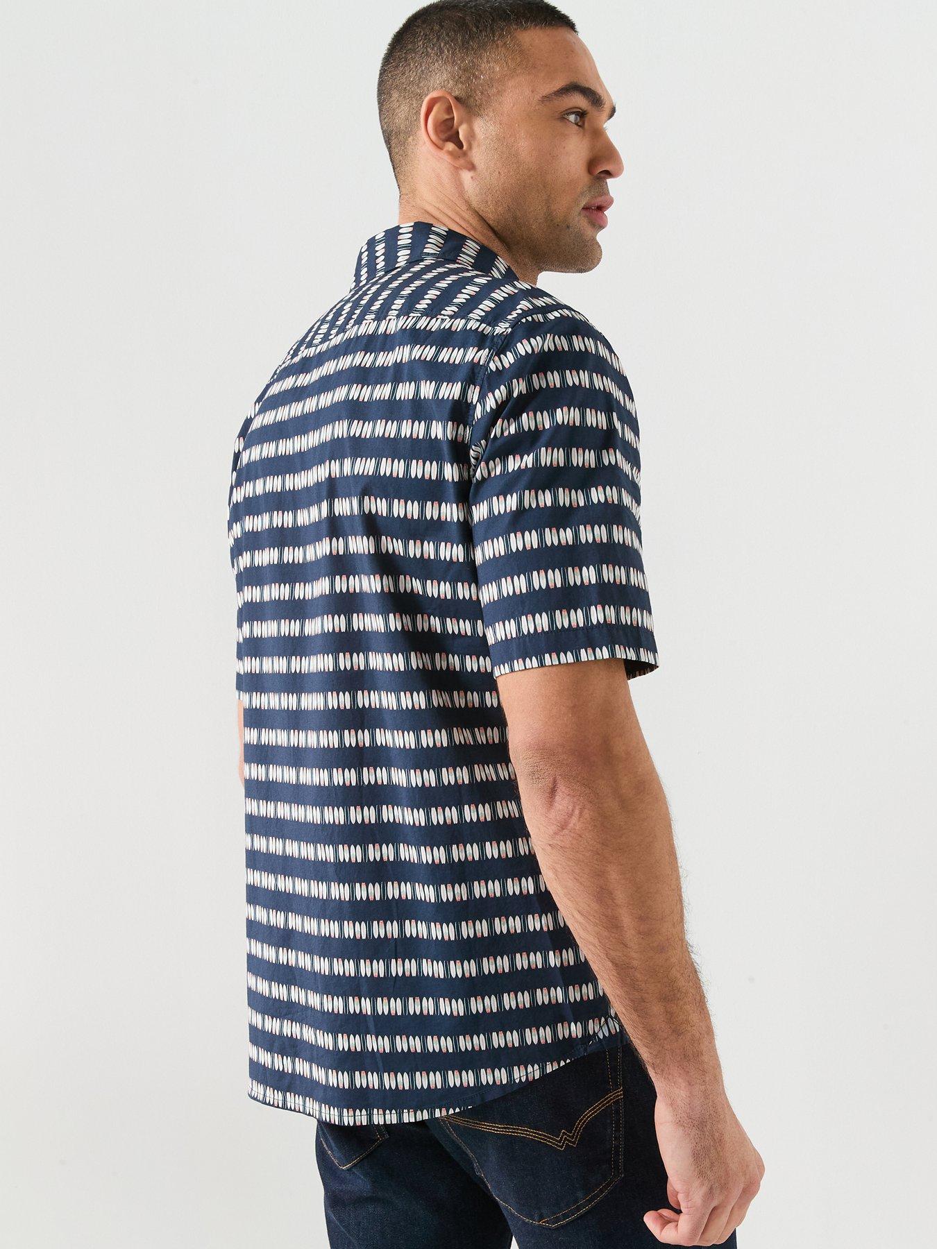 boss-short-sleeve-pattern-shirt-navystillFront
