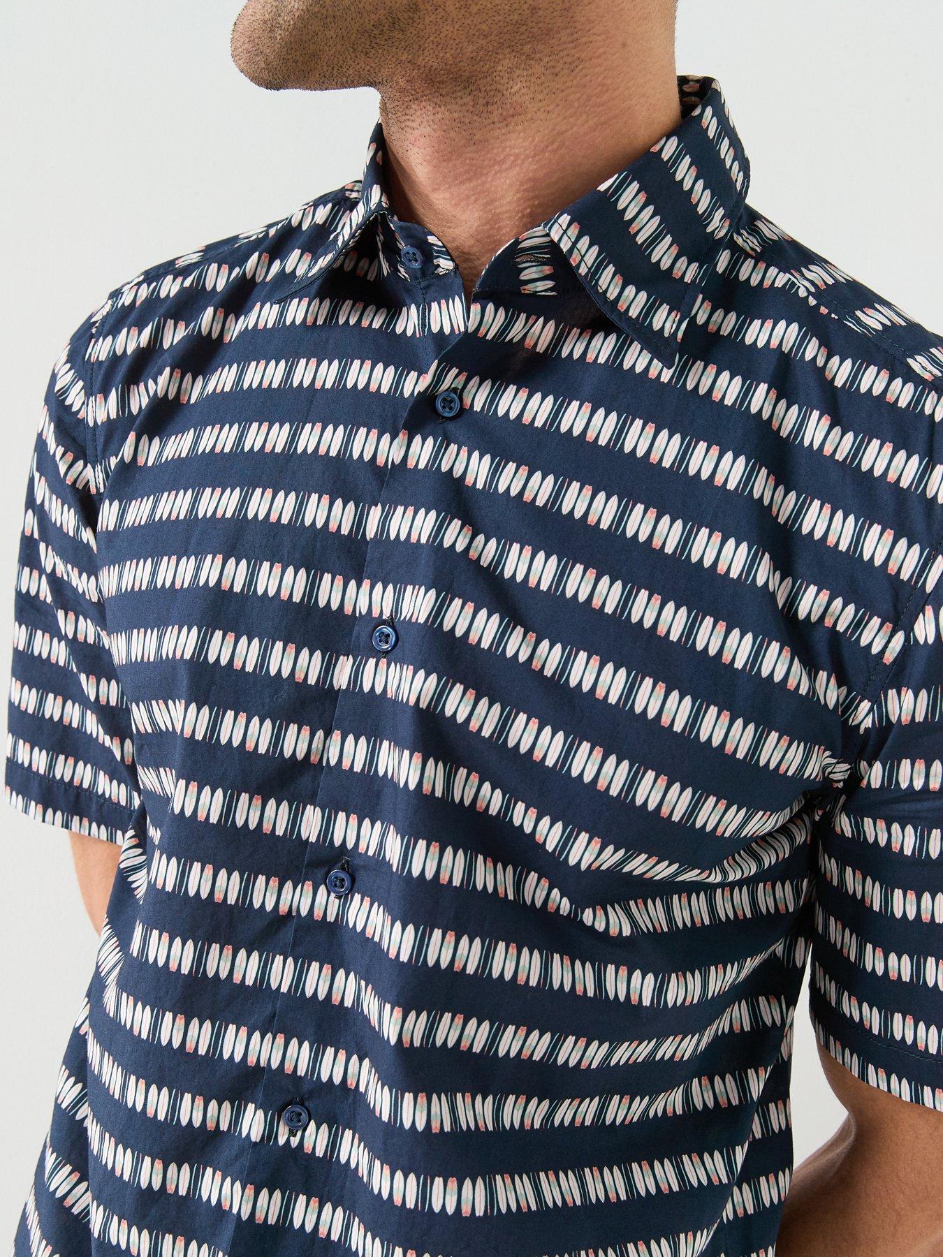 boss-short-sleeve-pattern-shirt-navyoutfit