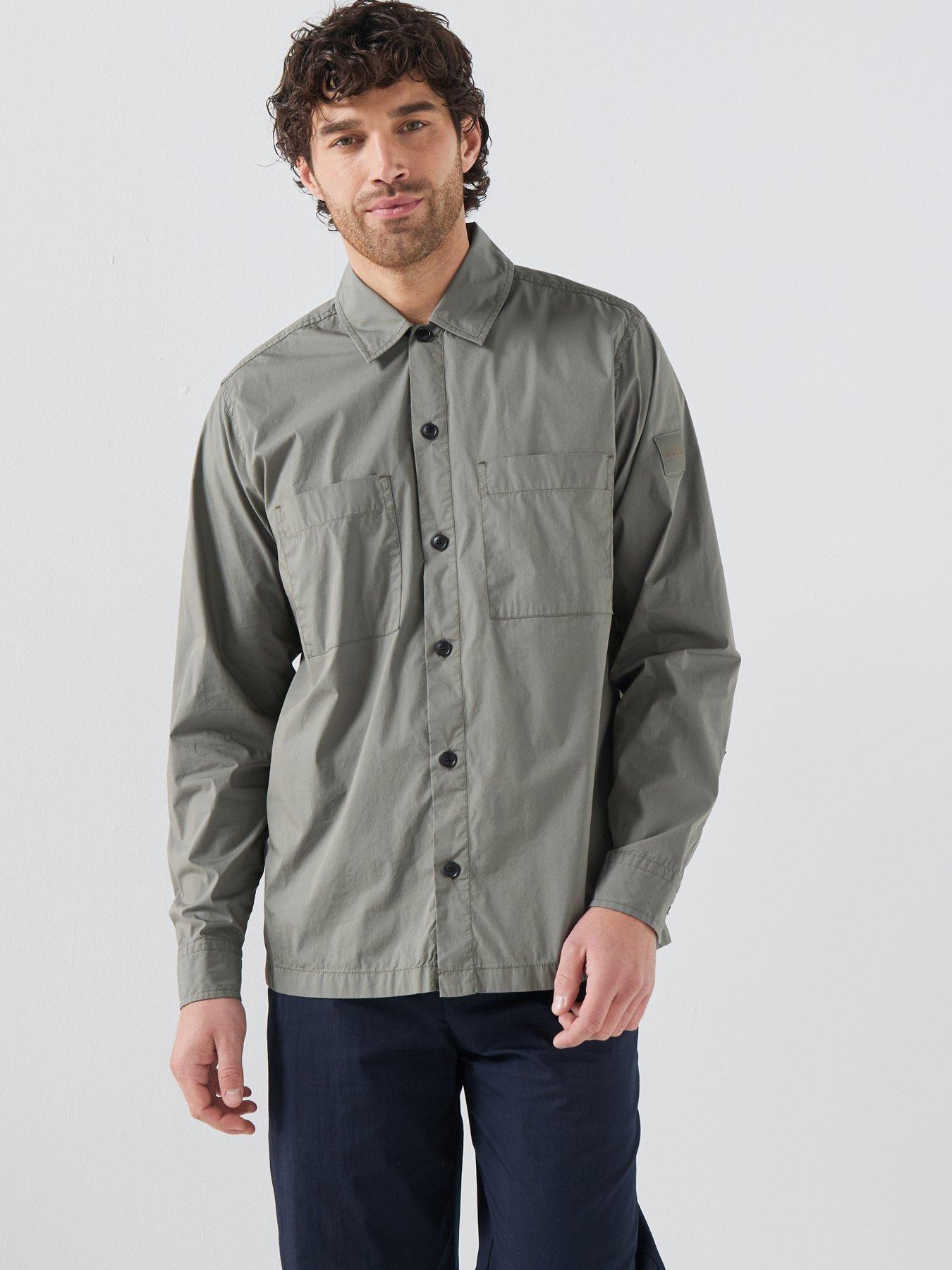 BOSS Oversized Stretch Overshirt - Dark Khaki