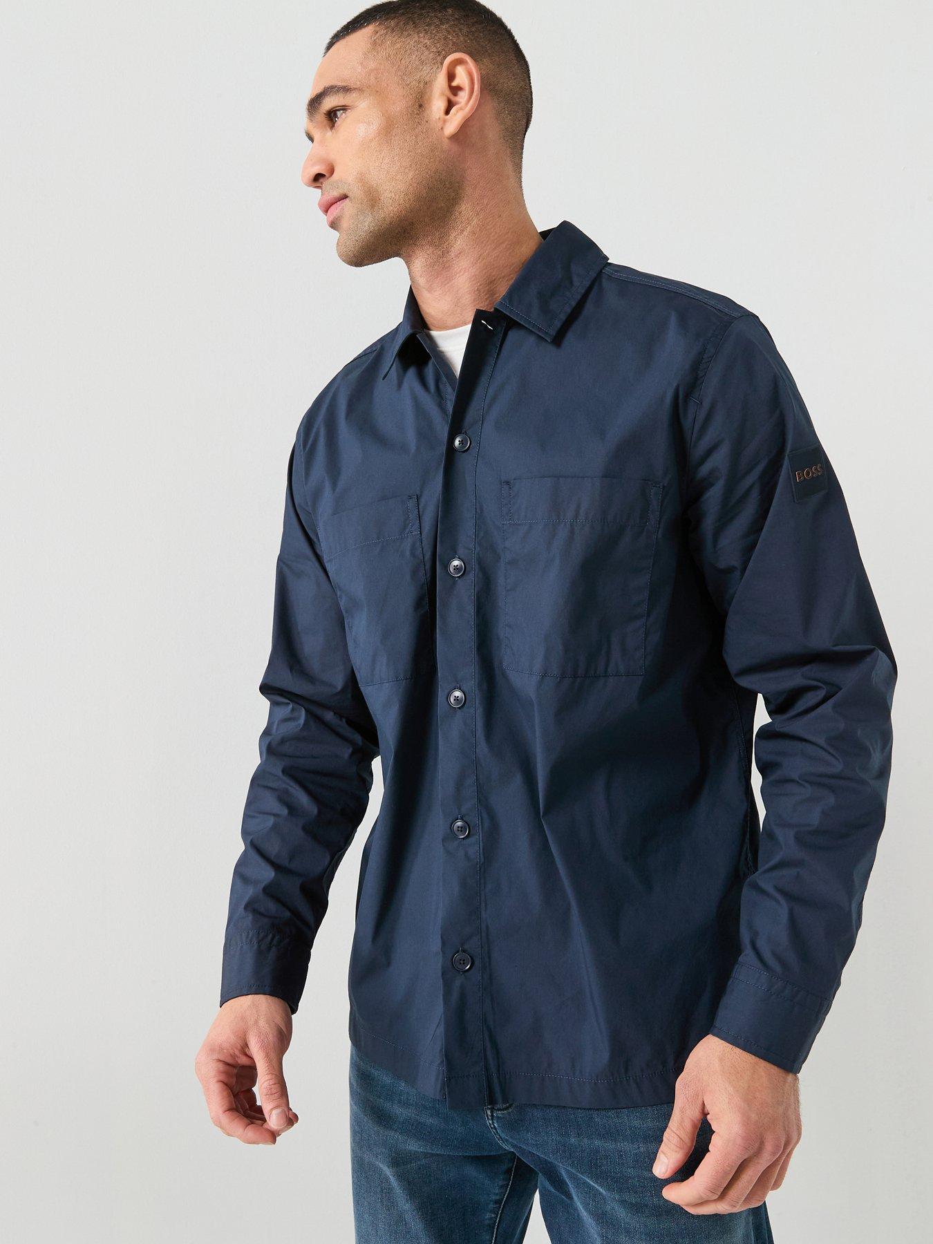 BOSS Boss Lockyo_m Oversized Stretch Overshirt - Dark Blue
