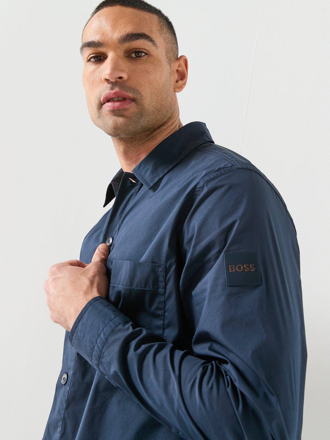 Image 4 of 6 of BOSS Boss Lockyo_m Oversized Stretch Overshirt - Dark Blue