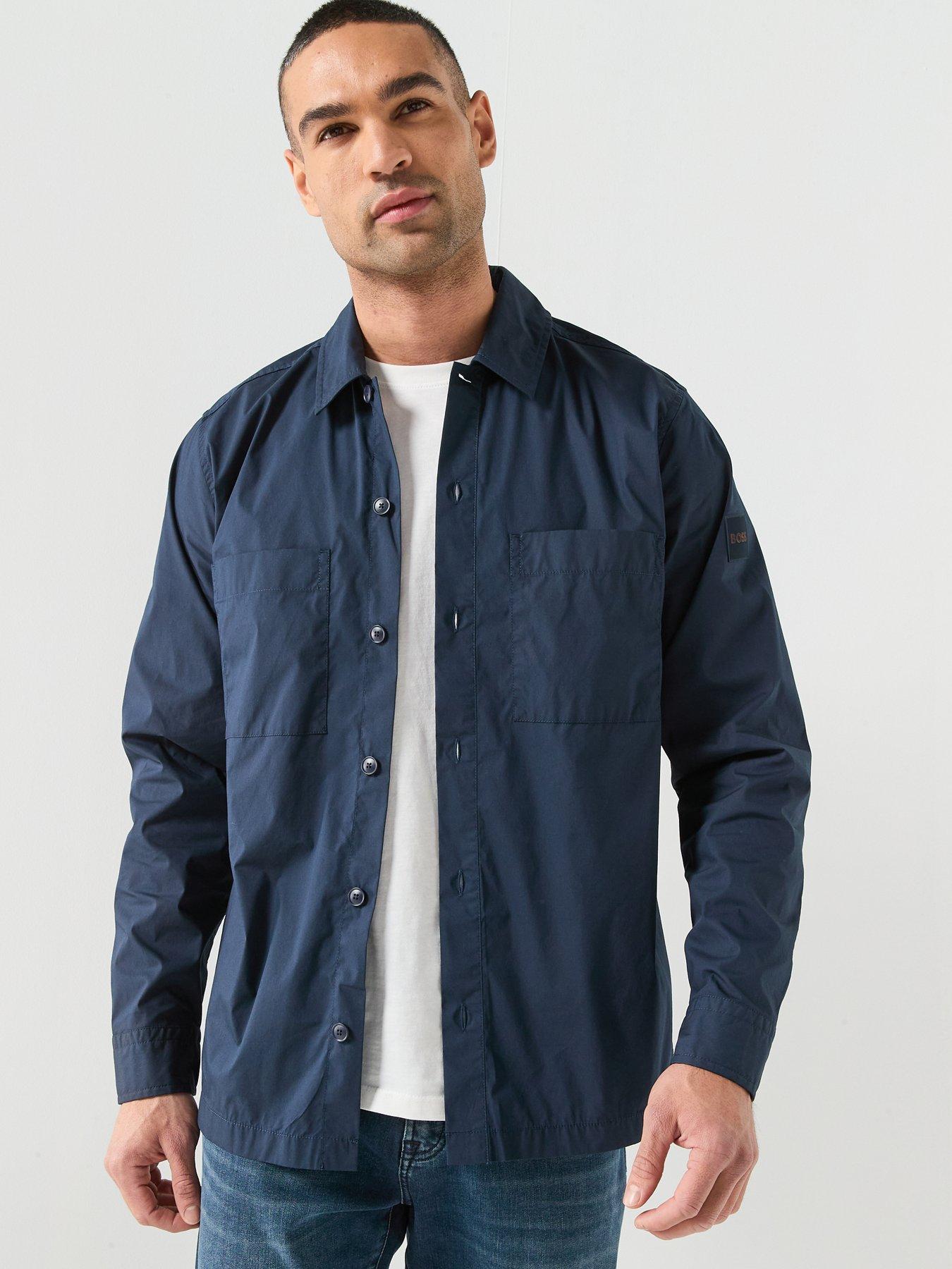 Image 6 of 6 of BOSS Boss Lockyo_m Oversized Stretch Overshirt - Dark Blue