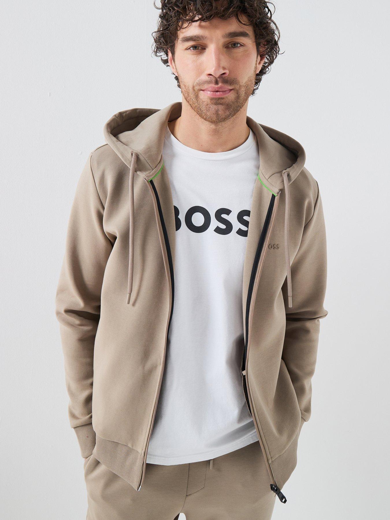BOSS Saggy Full Zip Through Hoodie - Khaki