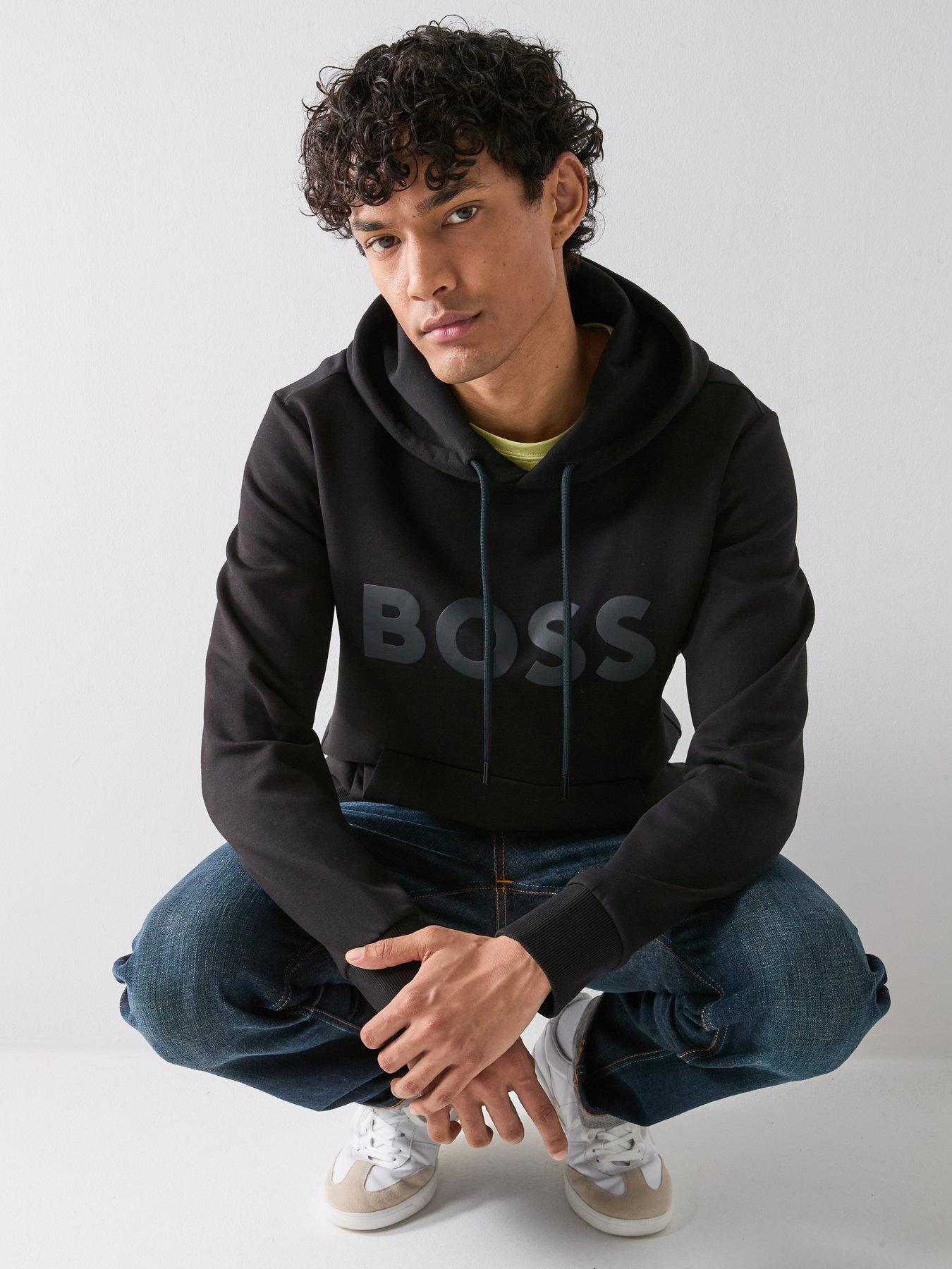 Image 6 of 6 of BOSS Soody Tonal Logo Regular Fit Hoodie - Black