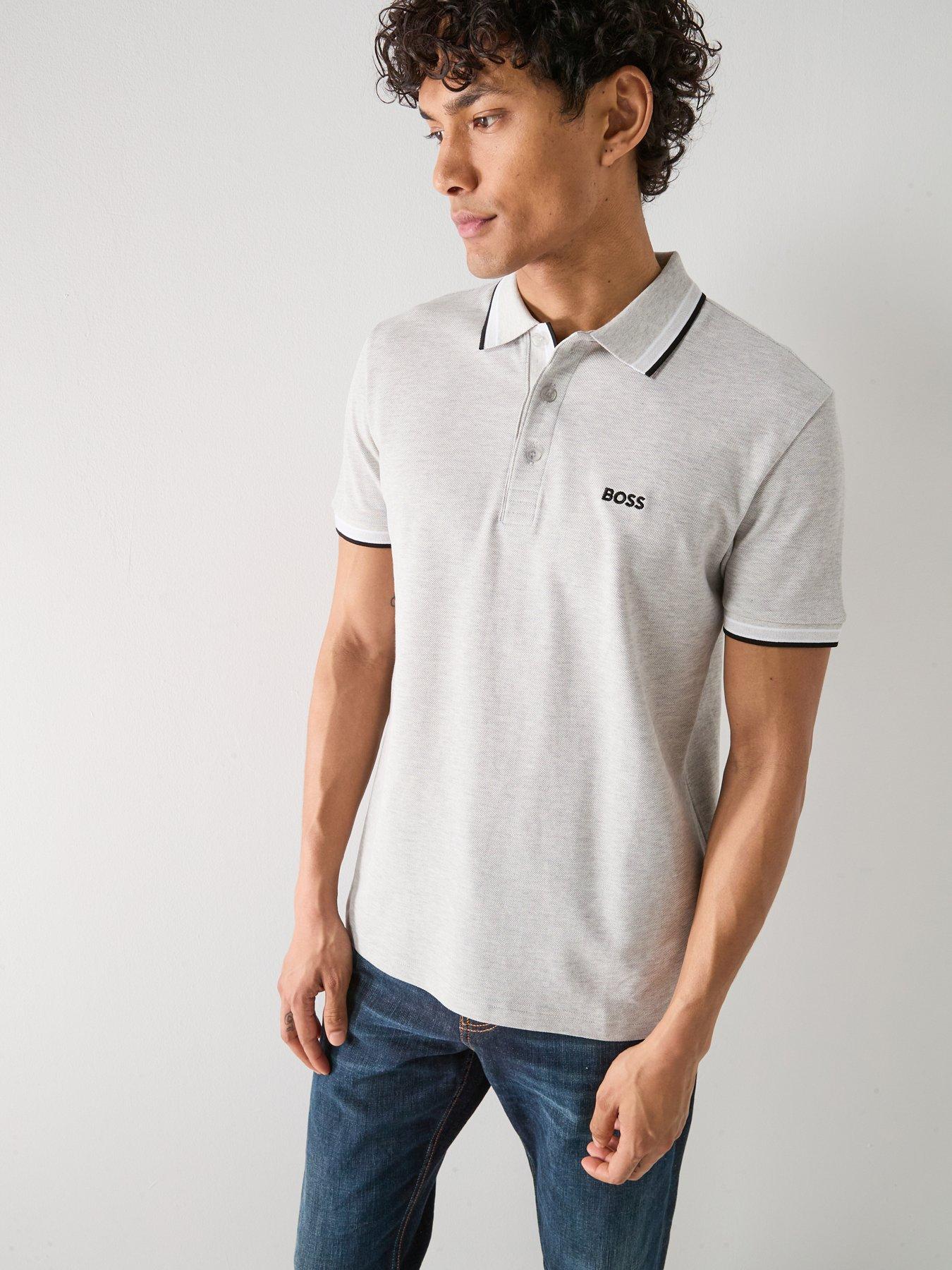 BOSS Boss Paddy Regular Fit Tipping Polo Shirt - Light Grey