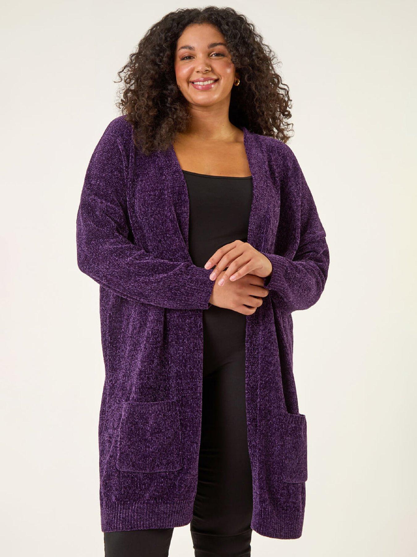 roman-curve-textured-chennile-knit-cardigan-purple