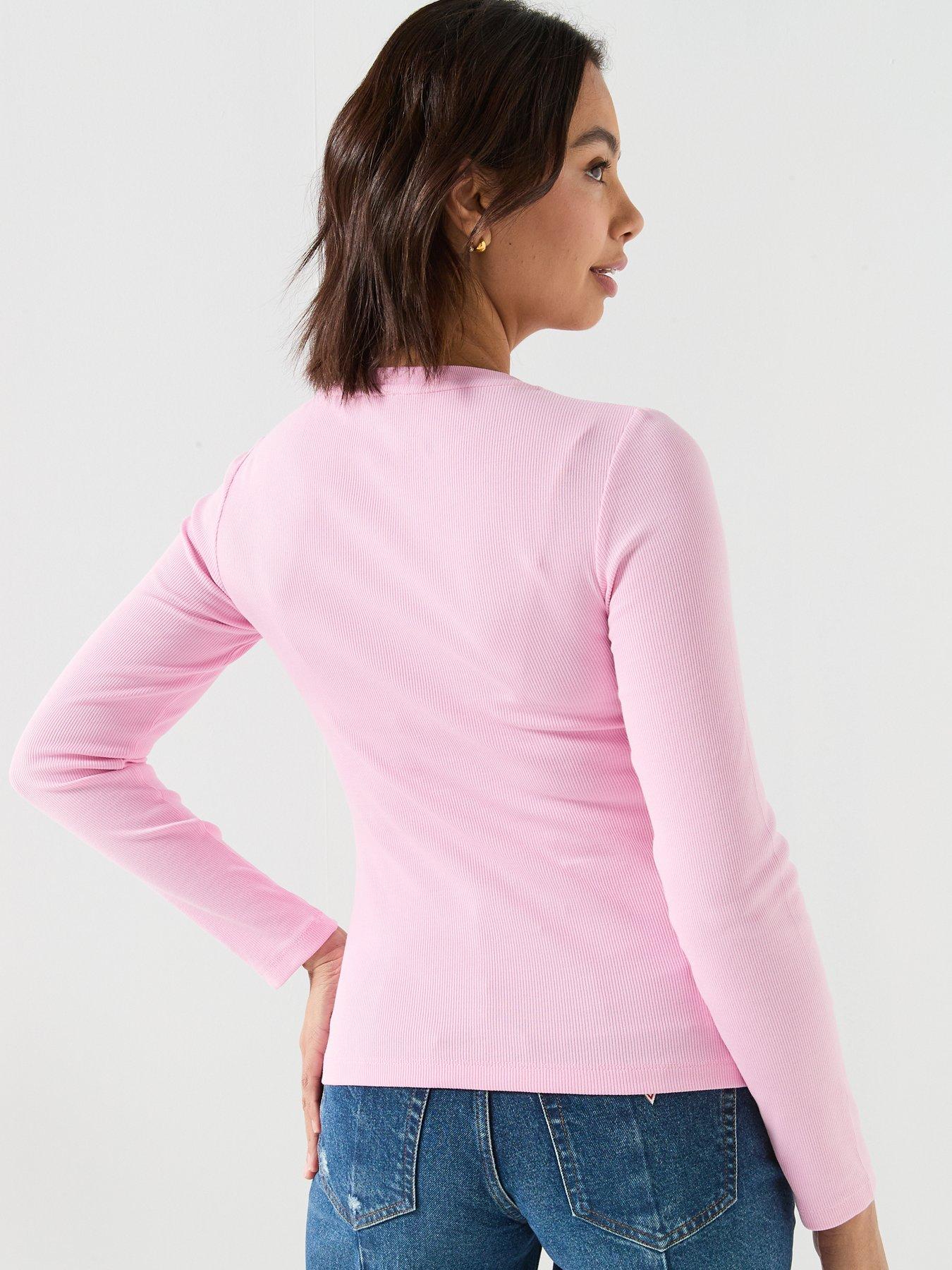 guess-long-sleeve-slim-t-shirt-pinkstillFront