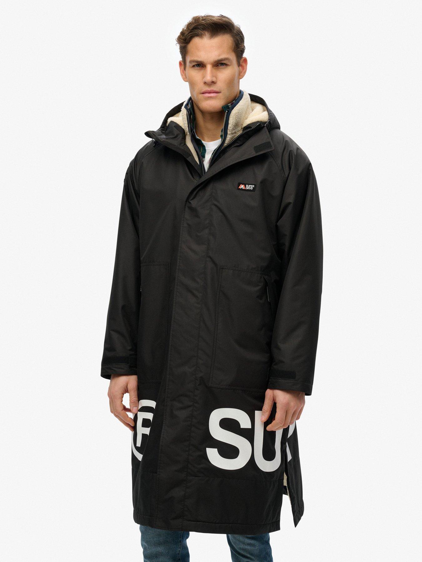 Image 5 of 6 of Superdry Waterproof Logo Hooded Changing Robe - Black