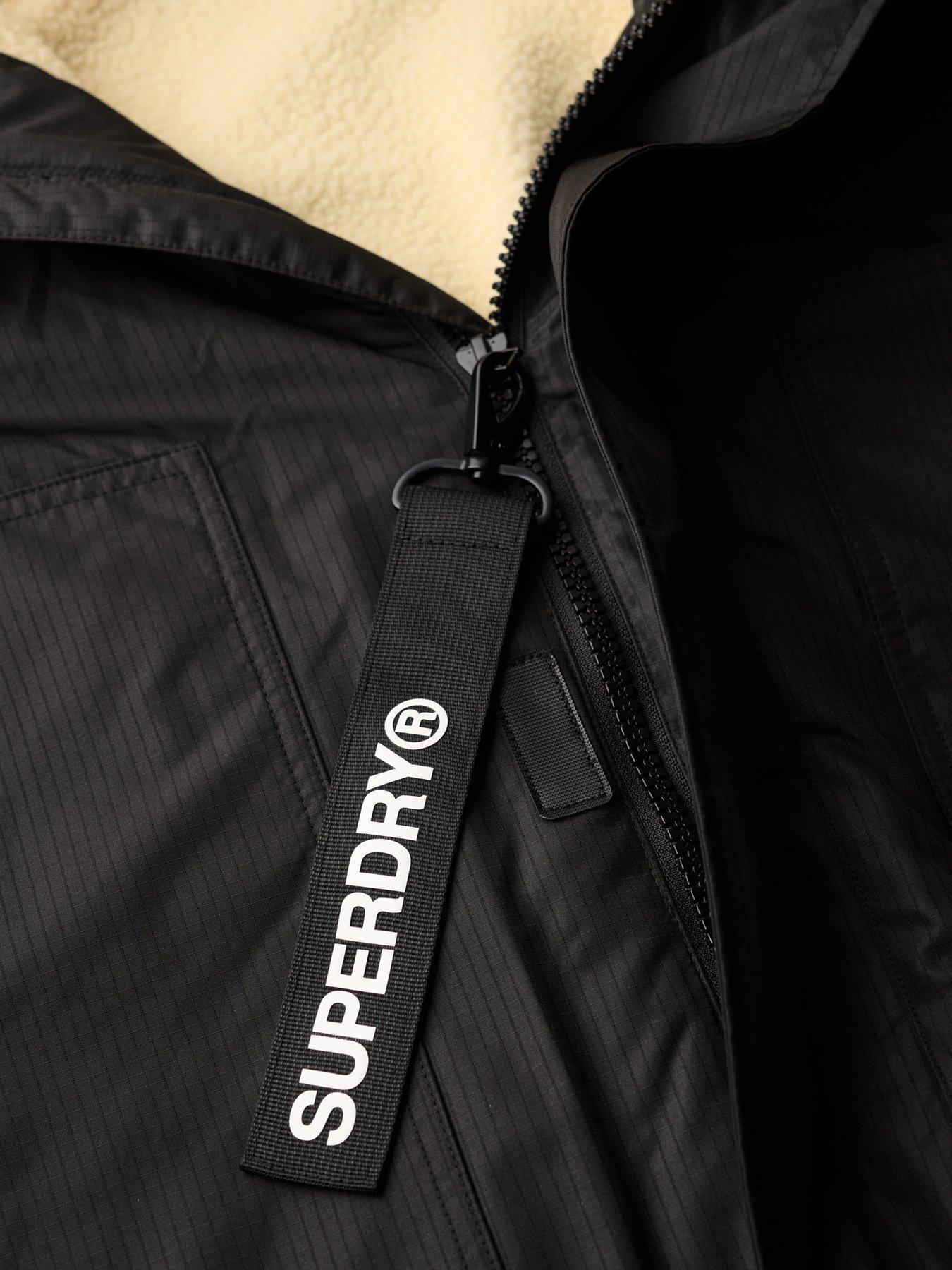 Image 6 of 6 of Superdry Waterproof Logo Hooded Changing Robe - Black