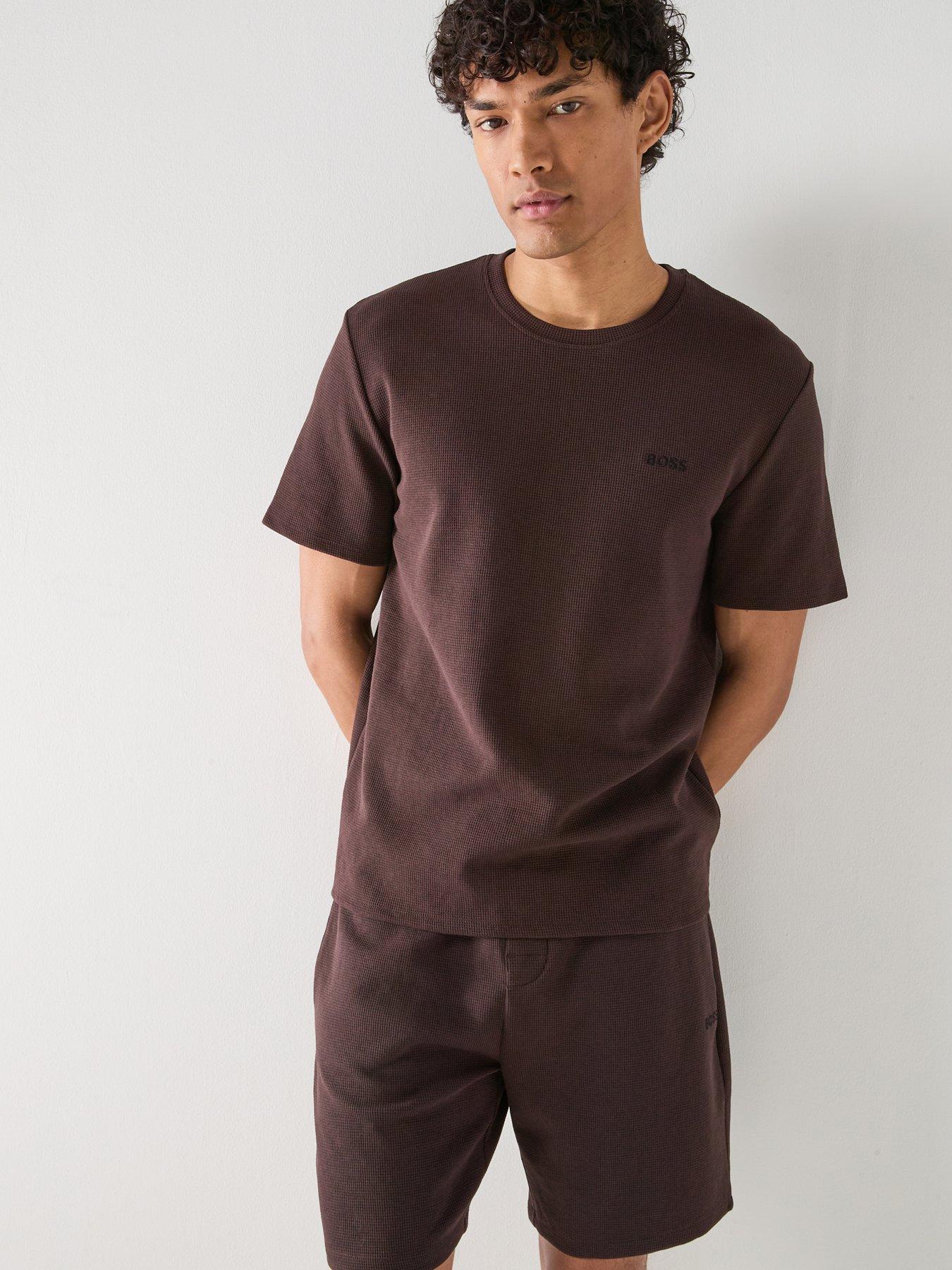 boss-regular-fit-waffle-loungewear-t-shirt-brownfront
