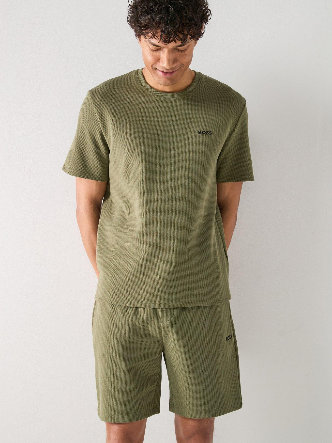 boss-regular-fit-waffle-loungewear-t-shirt-greenfront