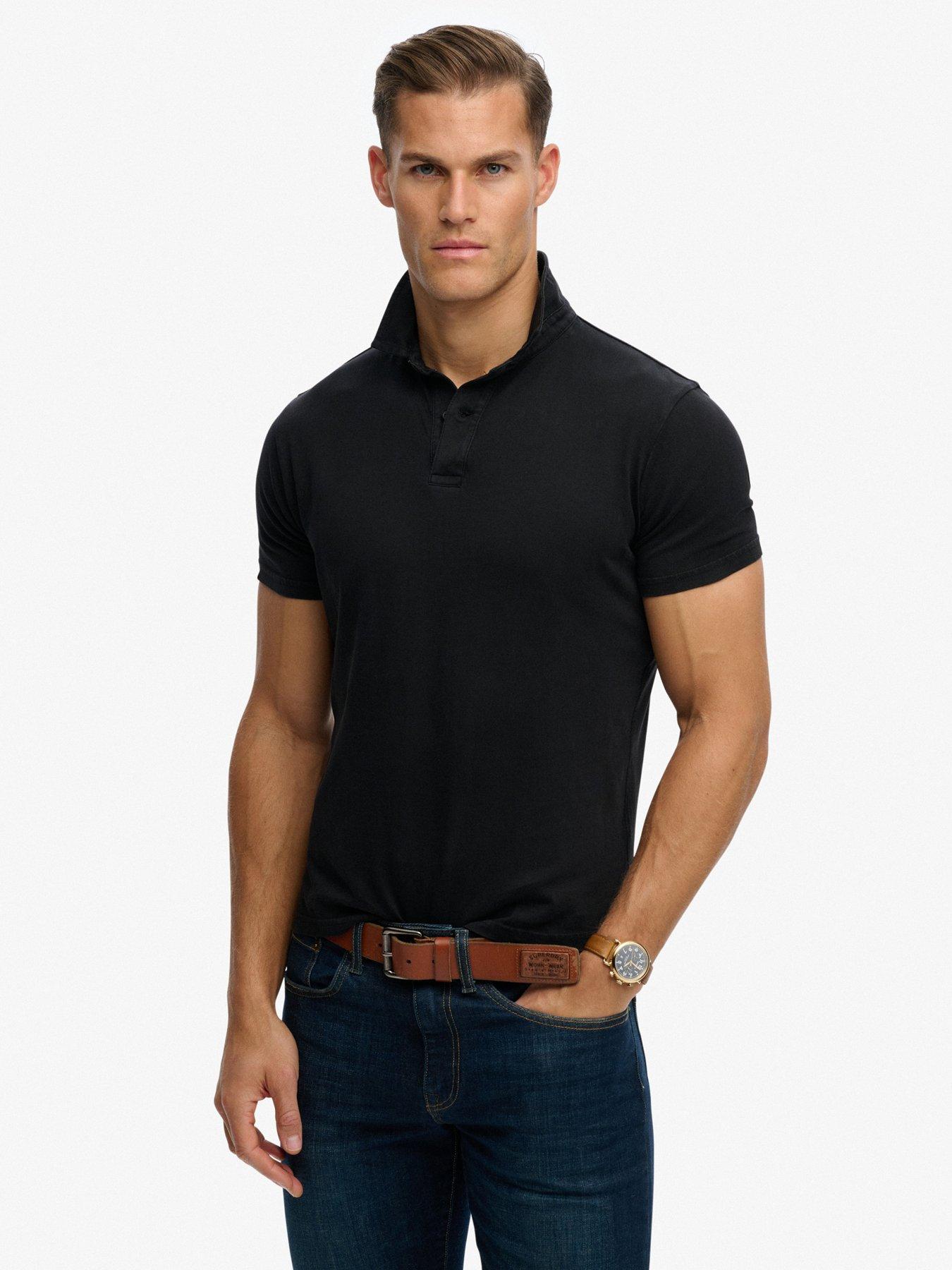 Image 1 of 5 of Superdry Essential Jersey Short Sleeve Polo Shirt - Black