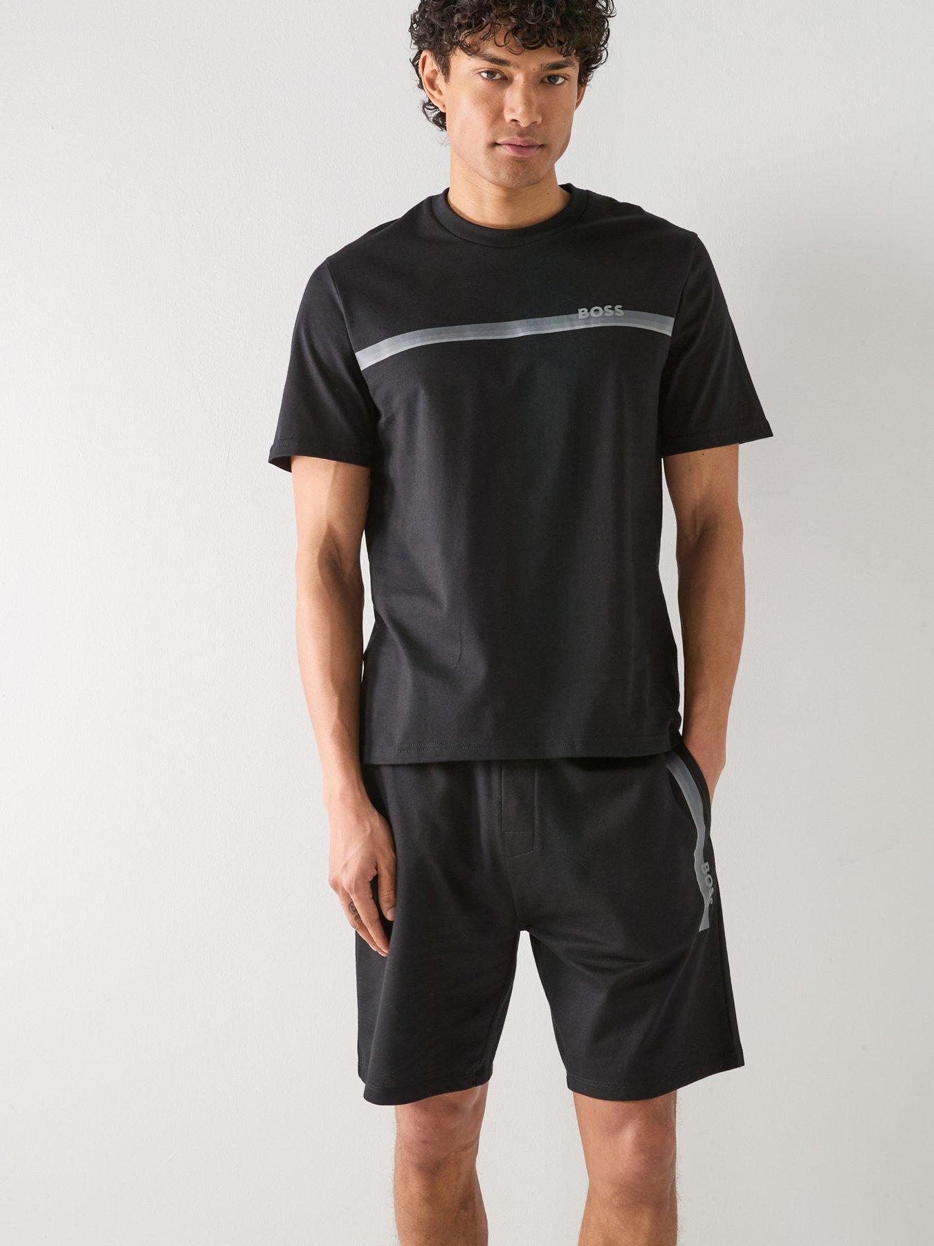 Image 1 of 5 of BOSS Authentic Linear Chest Logo Loungewear T-Shirt - Black