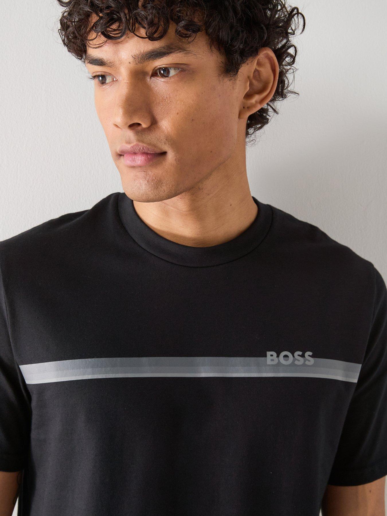 Image 4 of 5 of BOSS Authentic Linear Chest Logo Loungewear T-Shirt - Black