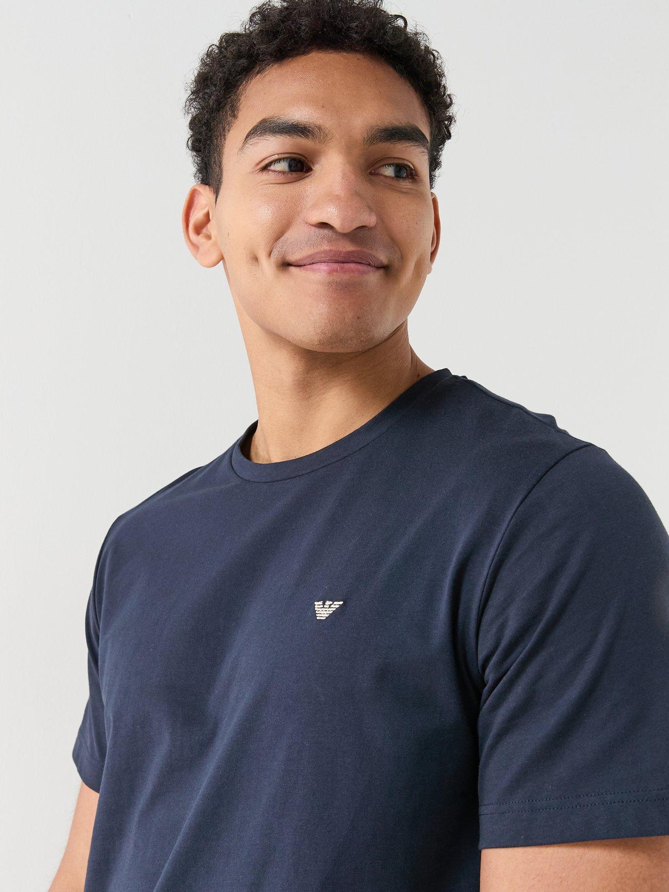 Image 4 of 5 of Emporio Armani Bodywear Yarn Dyed Woven Shortie Pyjama Set - Dark Blue