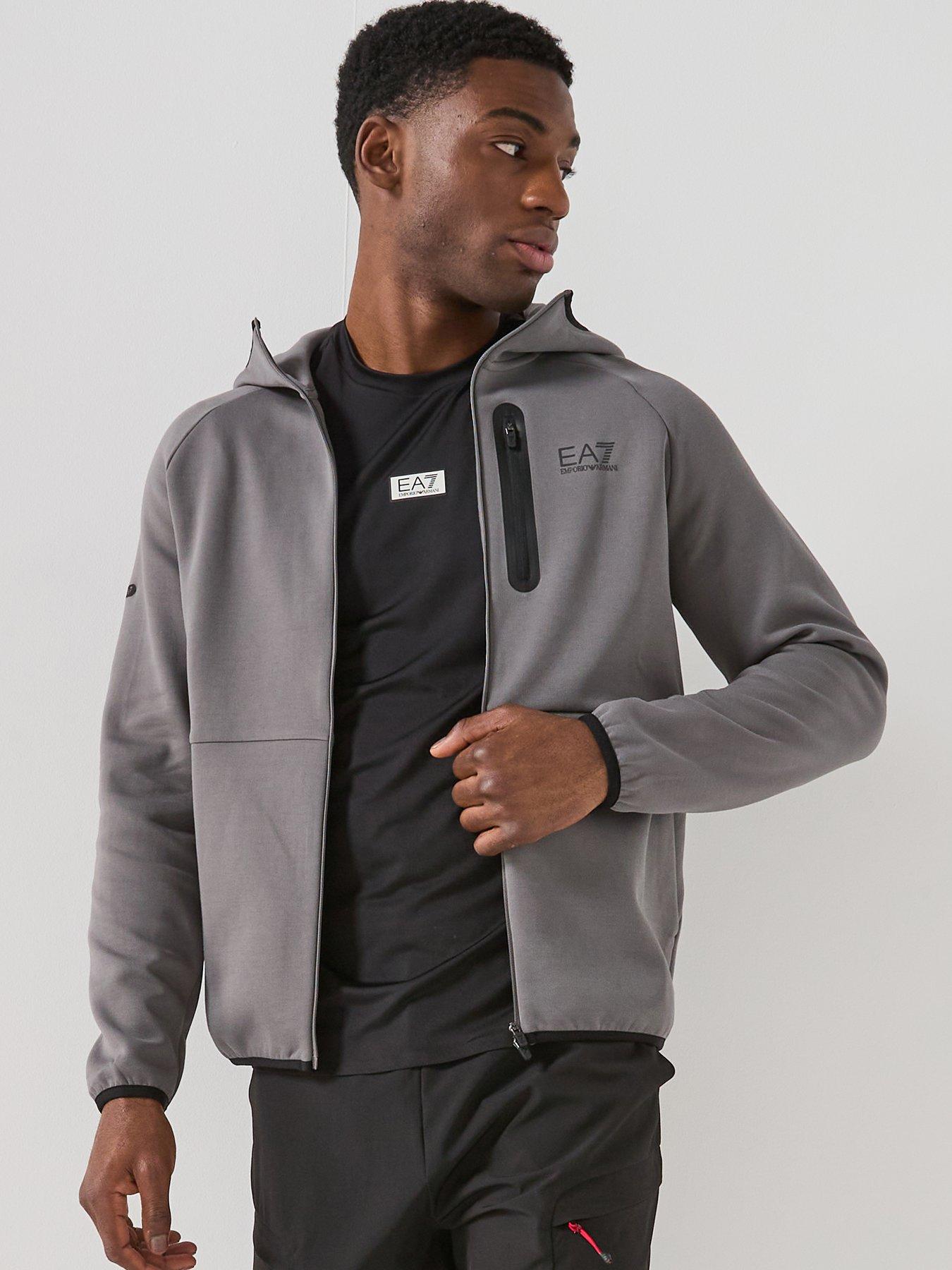 EA7 Emporio Armani Natural Ventus Tech Fleece Zip Through Hoodie - Grey