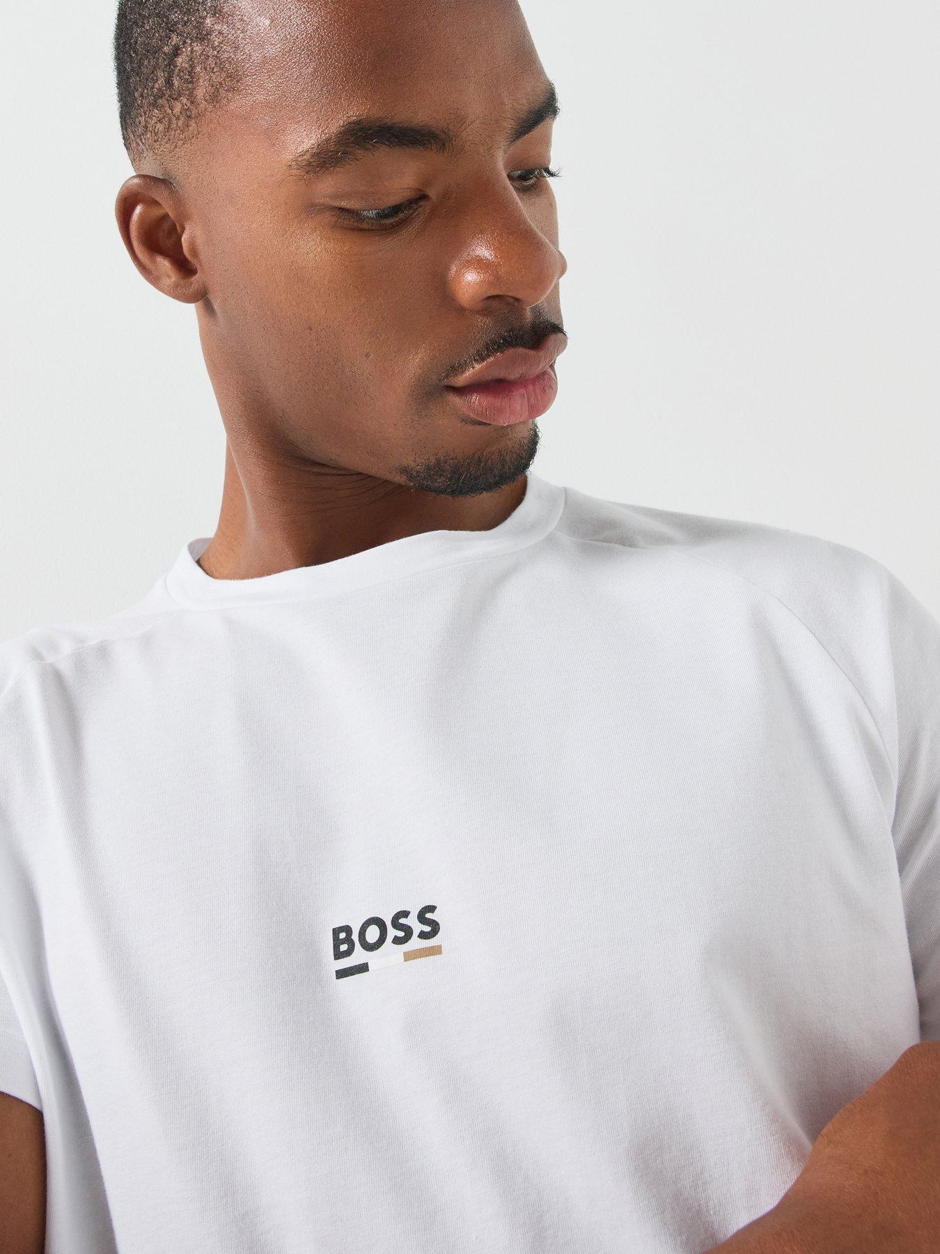 Image 4 of 5 of BOSS Bodywear Rn Slim Fit Stripe T-Shirt - White