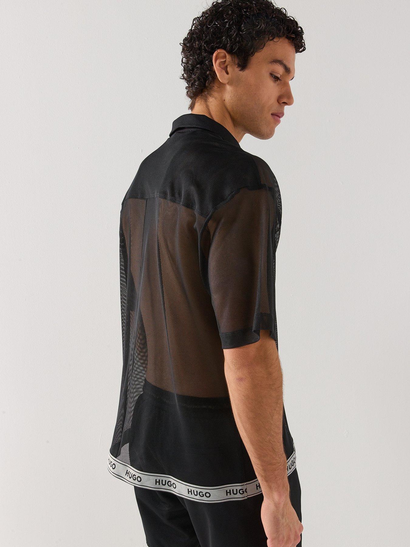 hugo-lite-beach-mesh-short-sleeve-shirt-blackstillFront
